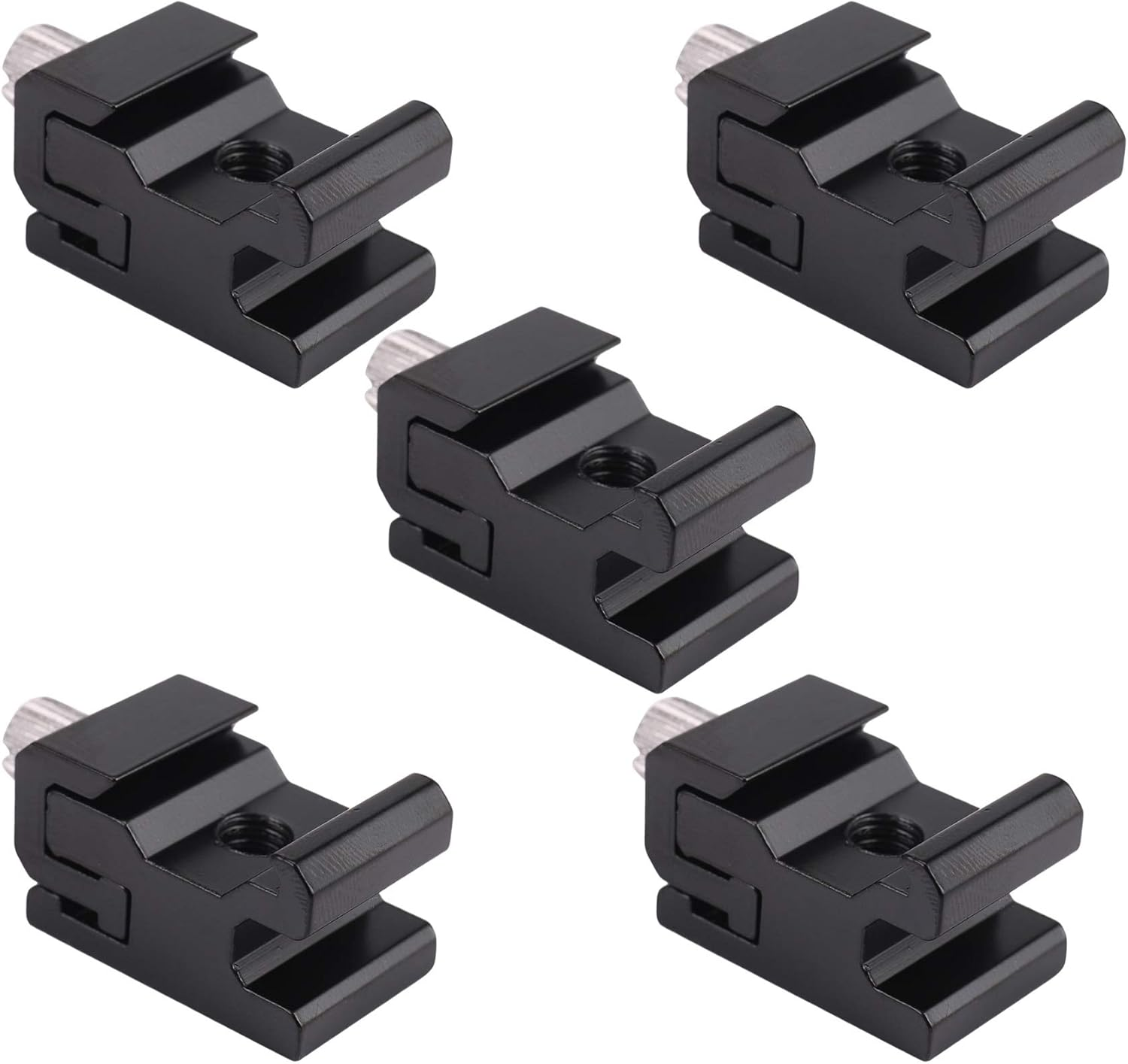 5Pcs Camera Metal Cold Shoe Hot Shoe Flash Bracket Mount Adapter with 1/4 Tripod Screw for Light Stand Tripod image number 3