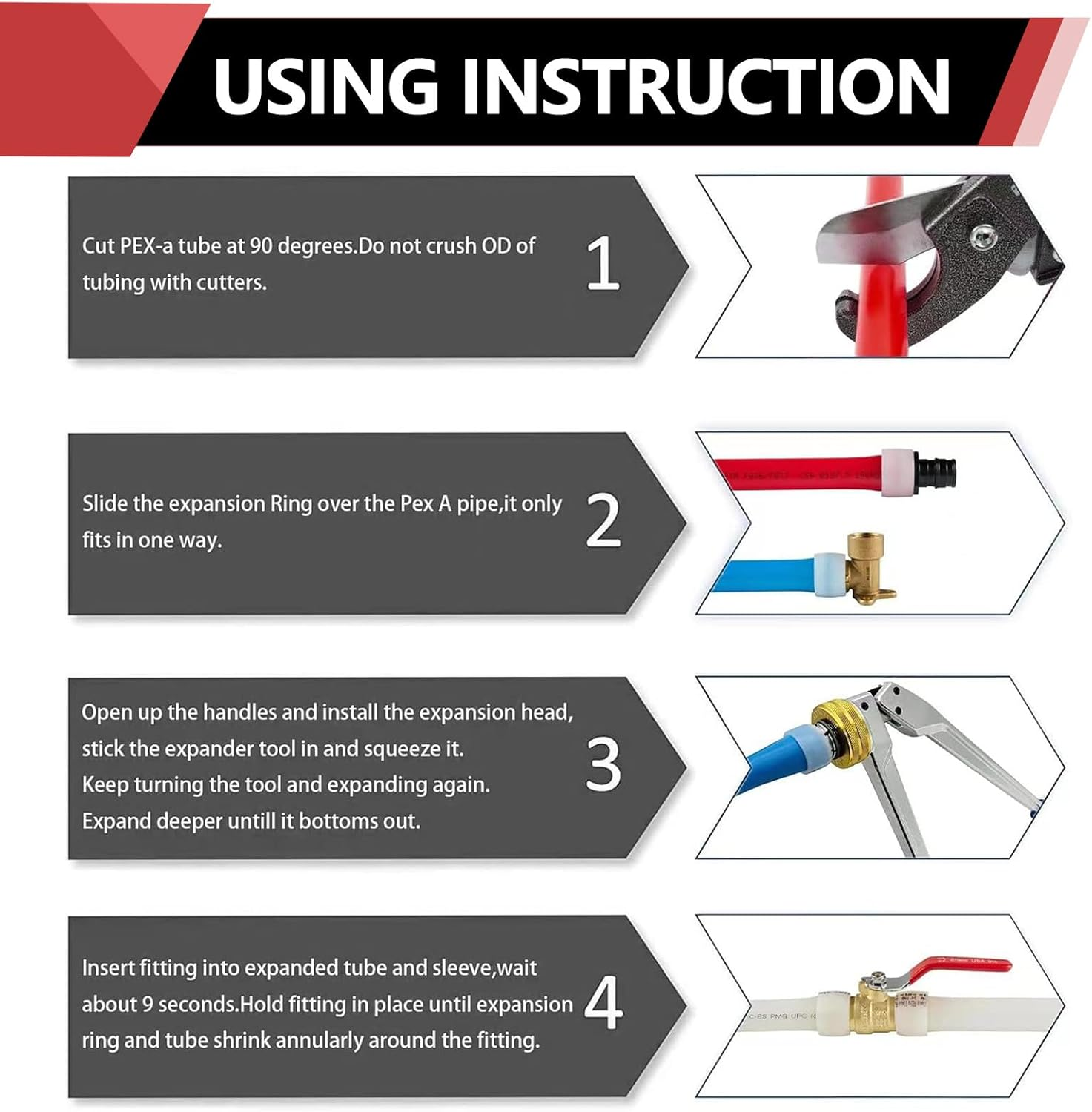 EFIELD 1/2 Inch 2 X100 Ft Pex-A Pipe/Tubing Blue & Red 200 Ft Length for Potable Water-For Hot/Cold Water-Plumbing Applications, with Free Pipe Cutter image number 3