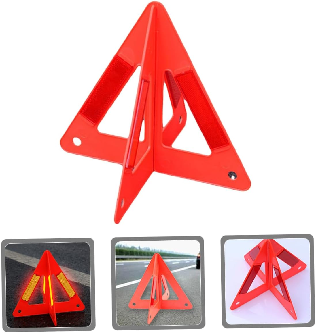Anneome 3Pcs Triangle Reflector Reflective Roadside Triangles Car Emergency Warning Signs Safety Road Warning Sign for Roadside Use image number 6