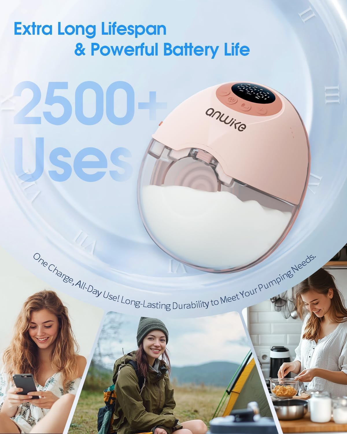 Hands Free Breast Pump Wearable with Voice Announcement, MY-381 - Strong Suction, Low Noise, Wearable Breastfeeding Pump with 4 Mode &12 Levels, 24Mm - 17/19/21/Insert/Flange, 1 Pack image number 3