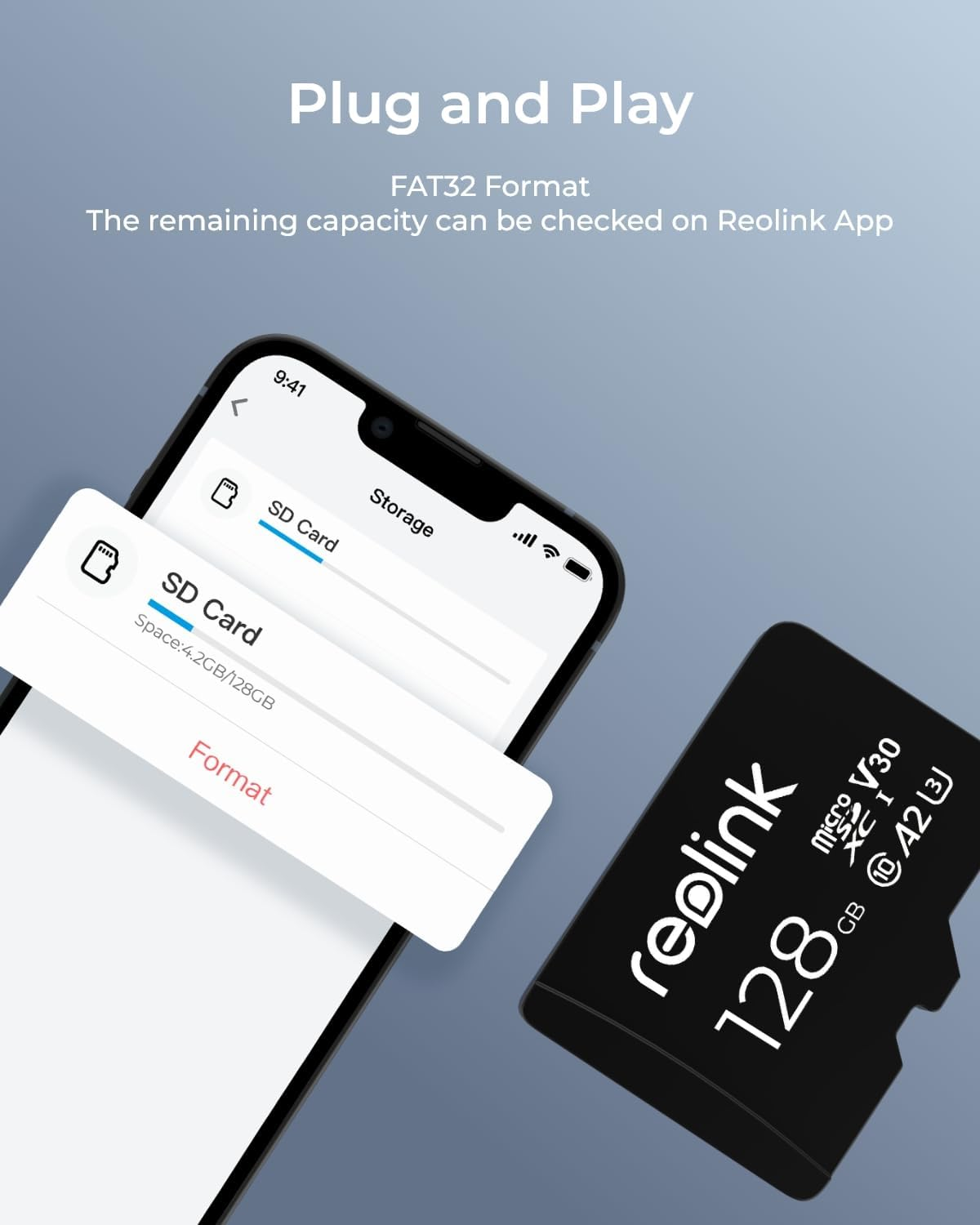 Reolink 128GB Microsdxc Memory Card Class 10 A2 V30 U3 TF Memory Card Compatible with Security Camera Also for Smartphone, Action Camera or Drones SDHC up to 100Mb/S image number 3