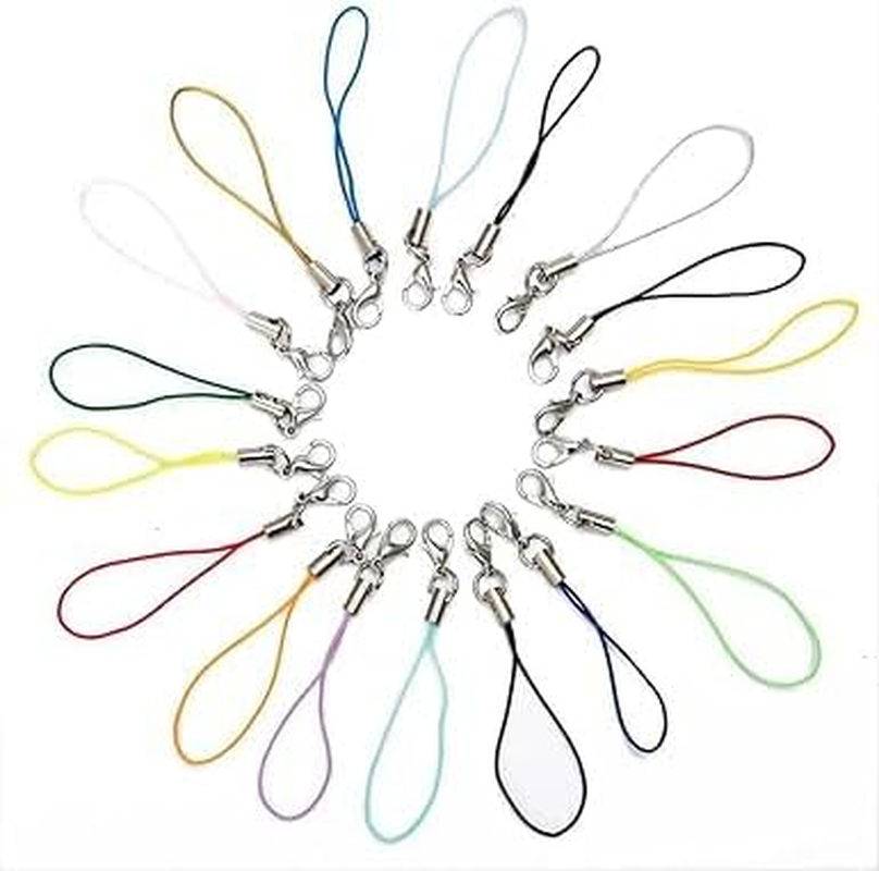 HODASHI 20Pcs Mobile Phone Rope Strap Charm Lariat Lanyard Phone Charms with Lobster Clasp Cords for Cellphone USB Drive, Keychain DIY Jewelry Accessories - Black image number 3
