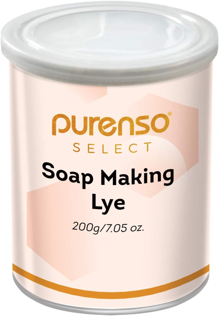 Purenso Select-Soap Making Lye (200G) Flakes Powder to Make You Own Safe Natural Handmade Cold & Hot Processed Soaps for Drain Cleaner Flakes image number 2