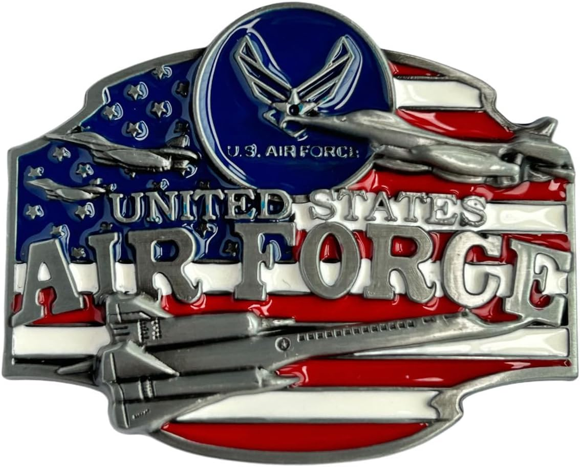 Western Belt Buckles for Men Women, American Air Force Sheriff Cowboy Belt Buckle Gifts for Christmas Birthday Halloween