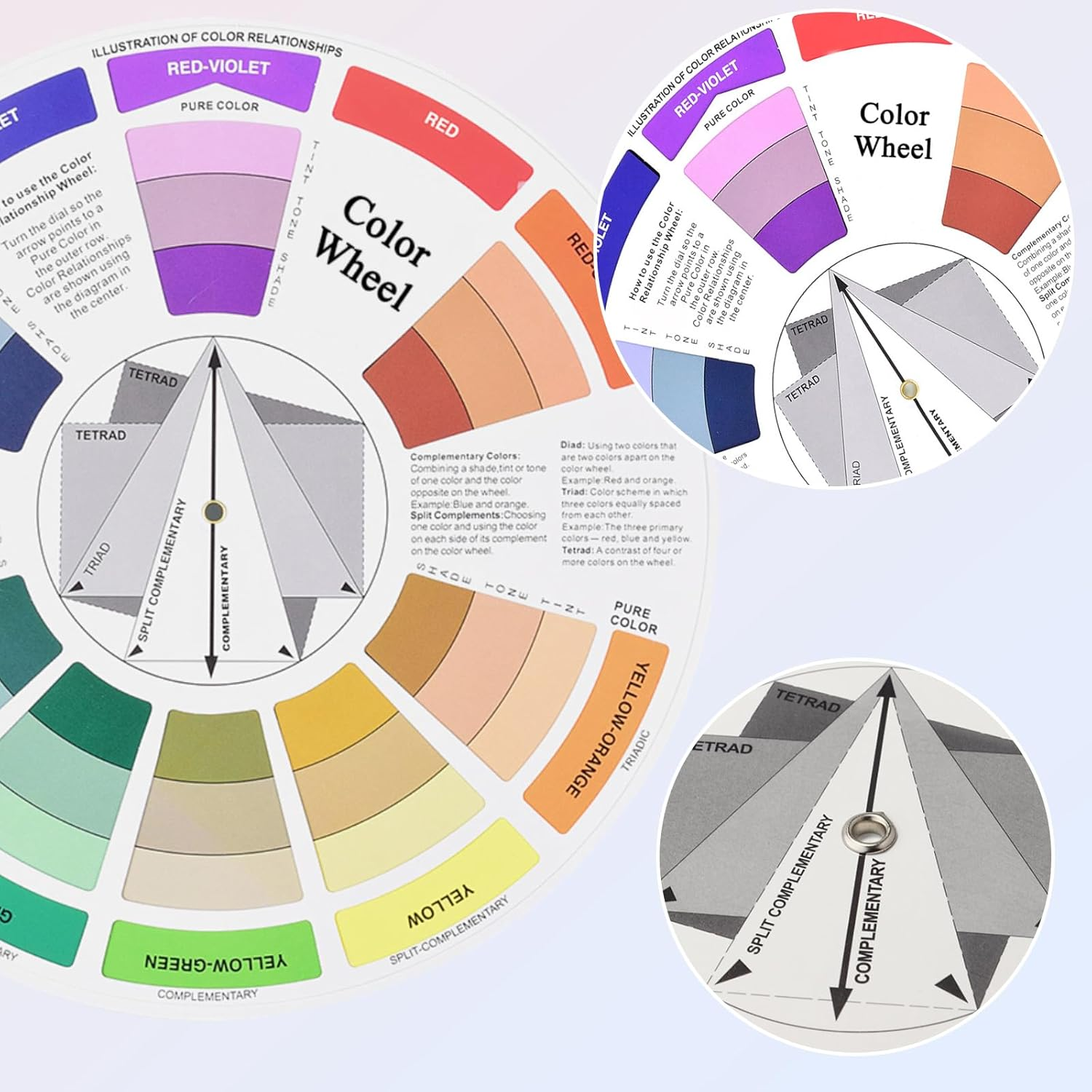 Creative Color Wheel 23.5Cm Rotatable Color Wheel Watercolor Color Mixing Guide Wheel Paint Mixing Learning Guide Art Class Teaching Tool for Makeup Painting Suitable for School Office image number 3