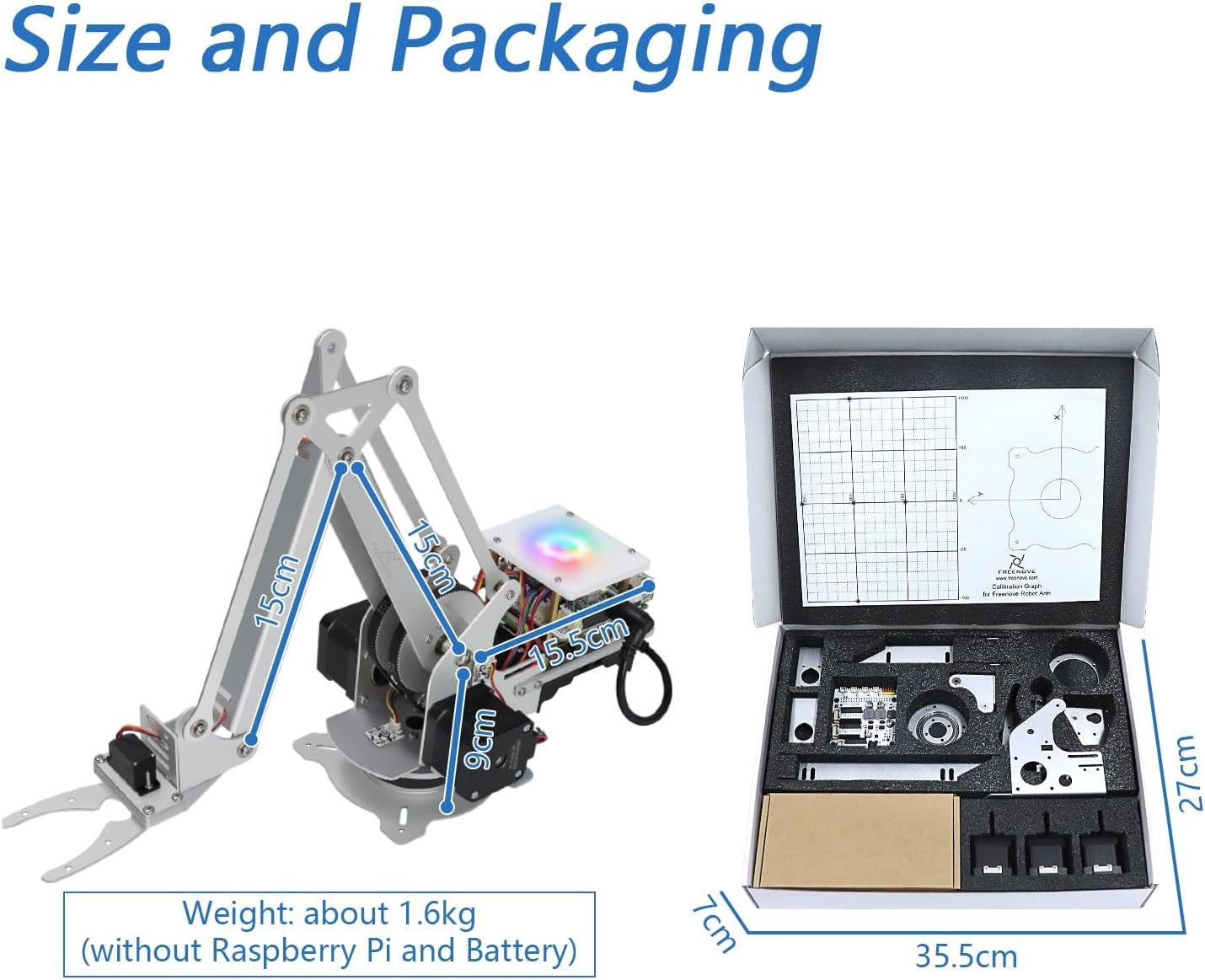 Freenove Robot Arm Kit for Raspberry Pi 5 4 B 3 B+ B A+, Stepper Motor, Metal Structure, Clamping Mode, Drawing Mode, Record and Replay, App Control (Raspberry Pi NOT Included) image number 5