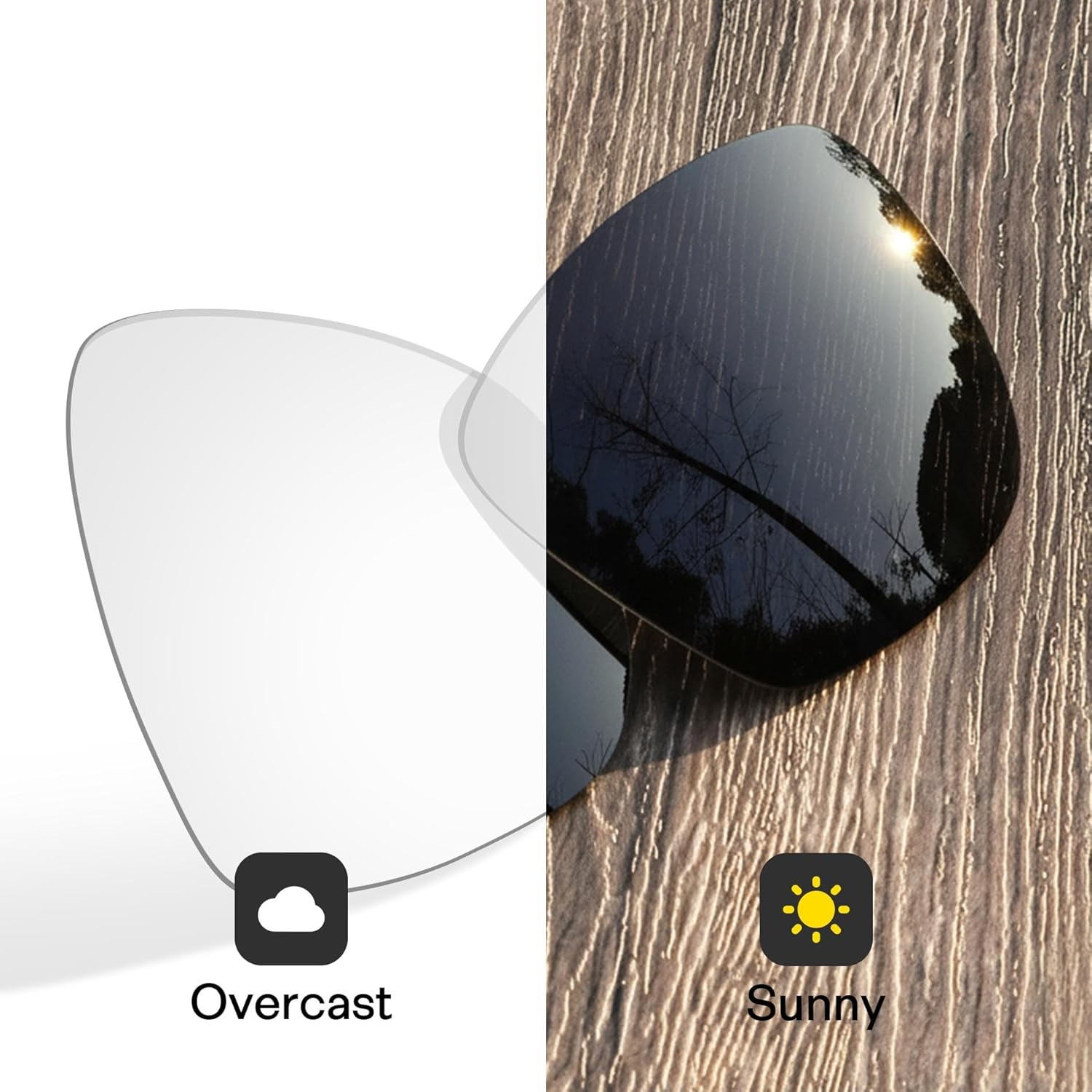 Bowyer Replacement Lenses for Oakley Meta HSTN OW8002 51Mm AI Smart Glasses, Transition, anti Blue Light Lens - Bronze Mirorr image number 3