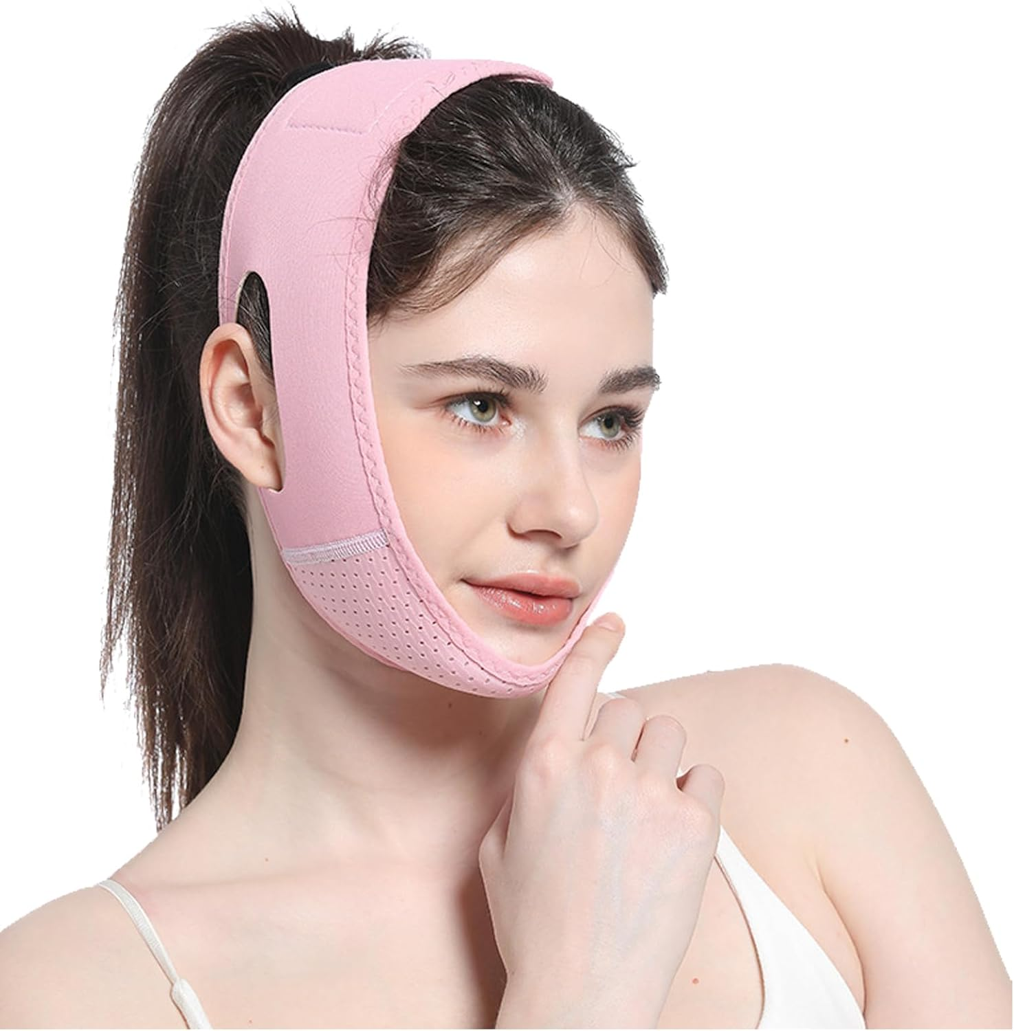 Chin Strap for Sleeping, 1 PCS Double Chin Reducer, Jawline Lifting Straps, Reusable V Line Lifting Mask, Breathable Jaw Strap for V Line Face Lift, Jaw Exerciser for Double Chin and Saggy Face Skin image number 5