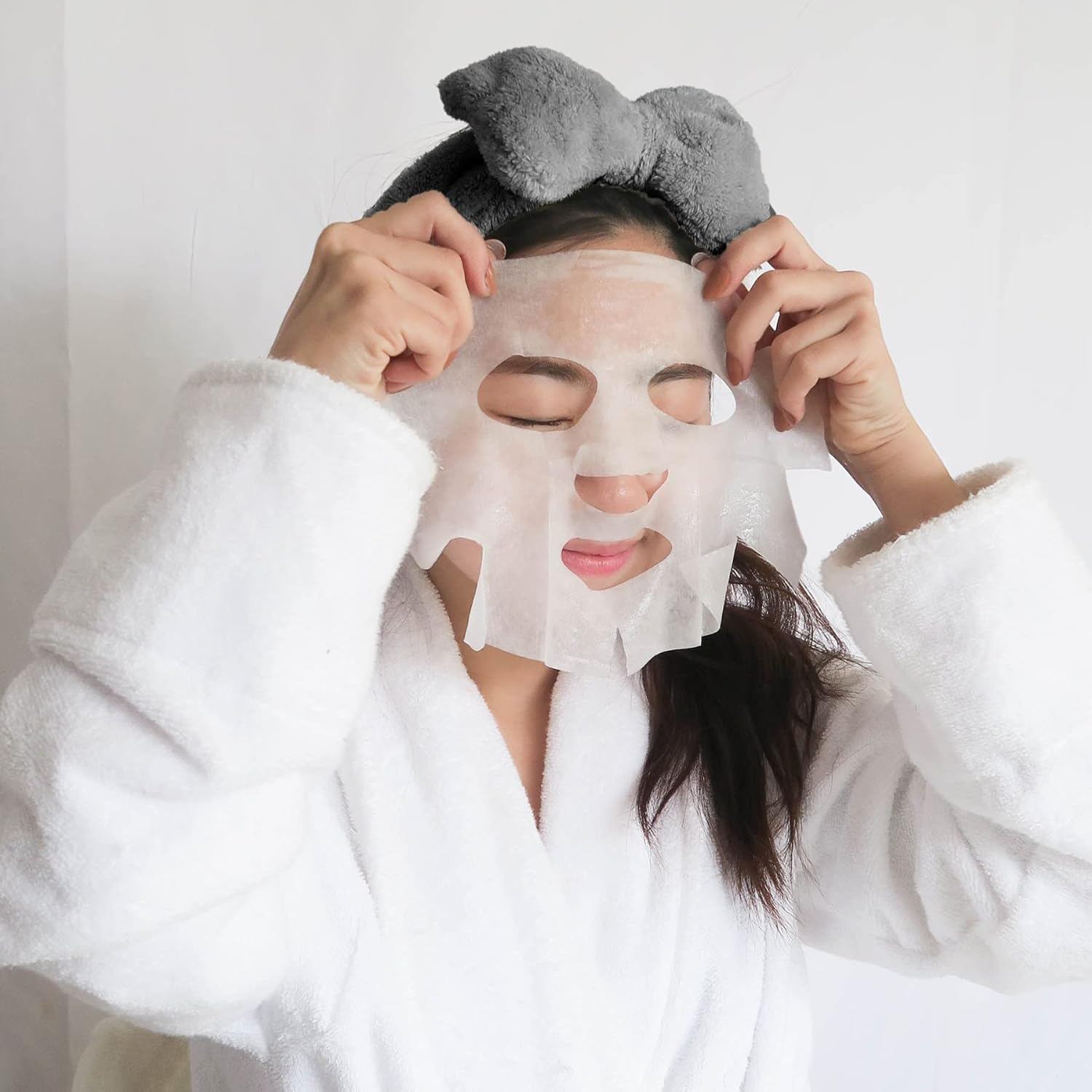 6 Pieces Spa Headband Wrist Washband Scrunchies Cuffs for Washing Face, Towel Wristbands Hair Headband Face Wash Wristband for Women Girls Makeup Prevent Liquids from Spilling down Your Arms (Black) image number 1