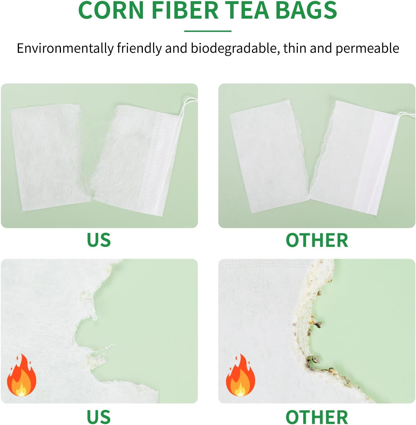 CUOPRU Tea Filter Bags with Drawstring for Yerba Mate Loose Leaf, Safe and Natural Material, Disposable Tea Infuser, 3.94 X 3.15 Inches (100, Pcs) image number 4