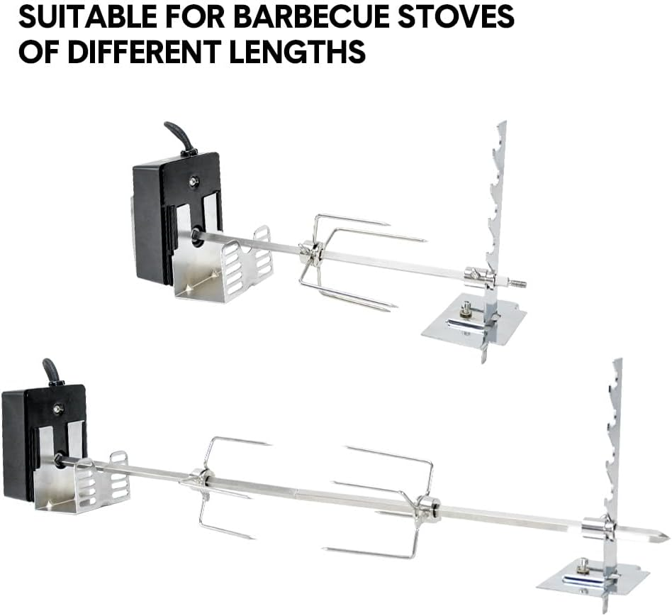 Automatic BBQ Rotisserie Kit Electric Stainless Steel Roast Spit Set 5-Level Height Adjustable with Motor AU Plug for Grilling Hot Dog Chicken Steak image number 4