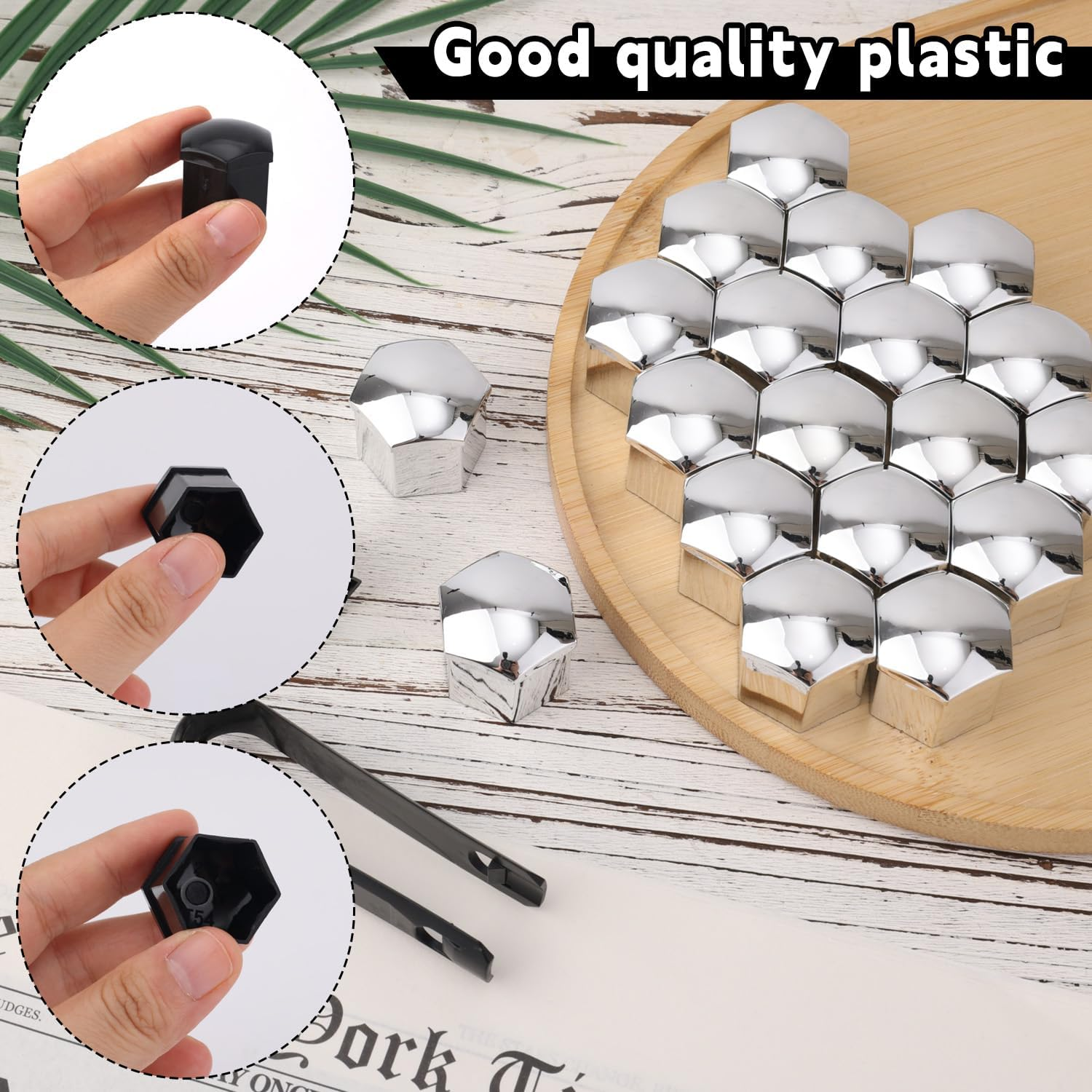 BOXOB 20Pcs Car Wheel Lug Nut Covers, 19Mm Hexagonal Nut Covers with Removal Tool Wheel Bolt Caps Automotive Exterior Accessories for Most Car (Black) image number 4