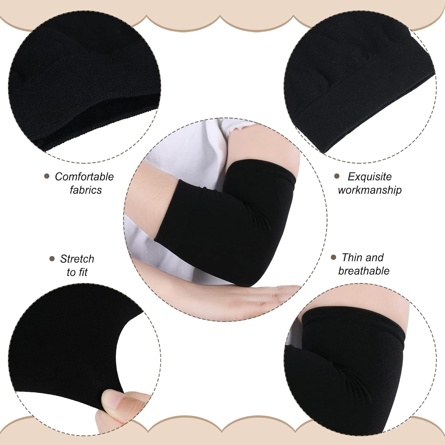 Vicenpal 2 Pairs Tattoo Cover up Sleeve Forearm Arm Sleeves for Women Men Compression Tattoo Upper Arm Cover, Black - Gray, Black image number 4