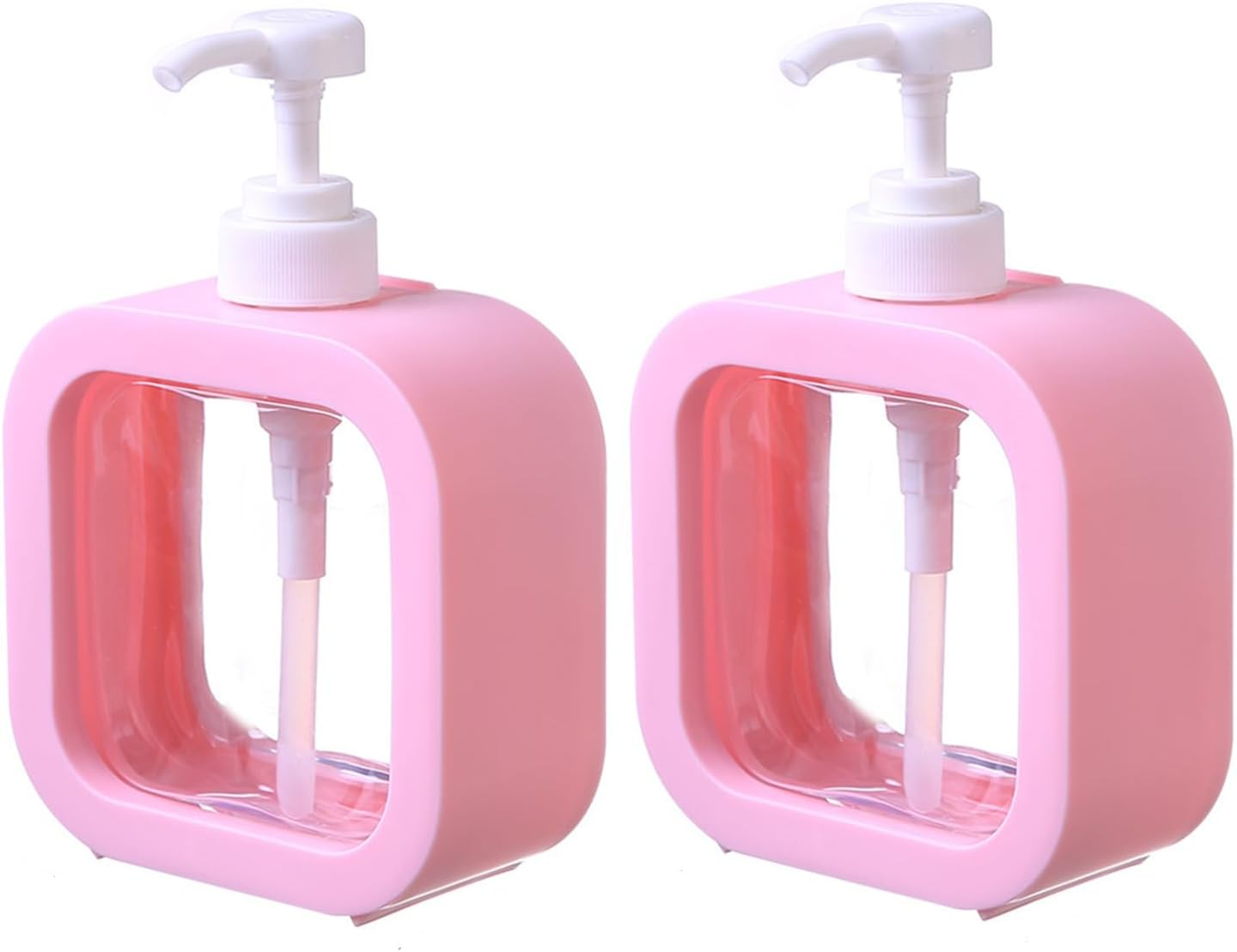 Taicols Shampoo and Conditioner Dispenser, 2Pcs 500Ml Black Soap Dispenser, Pump Bottle in Plastic, Refillable Shower Bottles with Labels,Bathroom Soap Dispenser Set,Modern Dish Soap Dispenser (White)