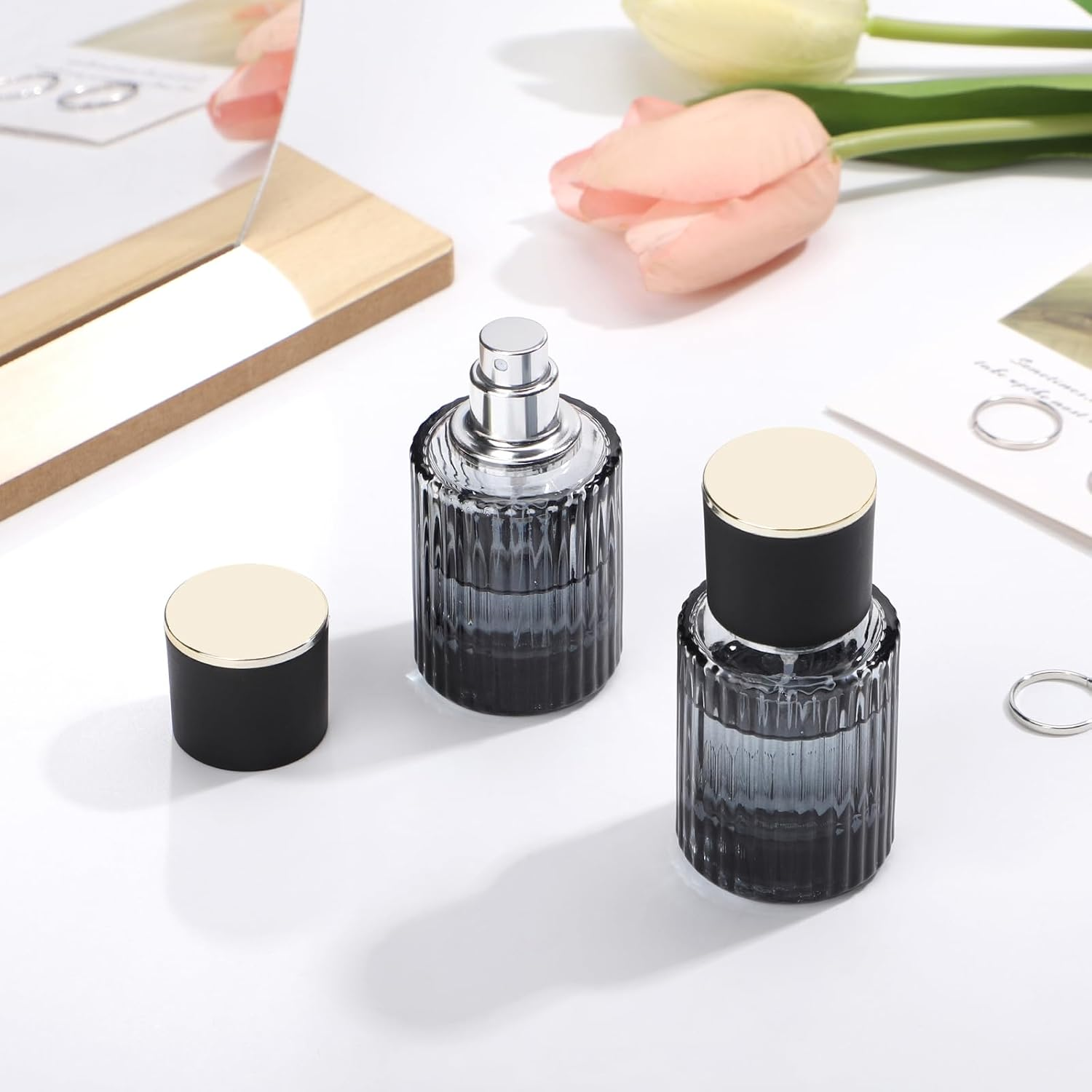 Segbeauty Travel Perfume Refillable Bottle, 2 Pcs Perfume Atomiser 30 Ml, Glass Perfume Spray Bottle, Perfume Empty Bottles, Portable Perfume Sprayer for Handbag (Gradient Black) image number 4
