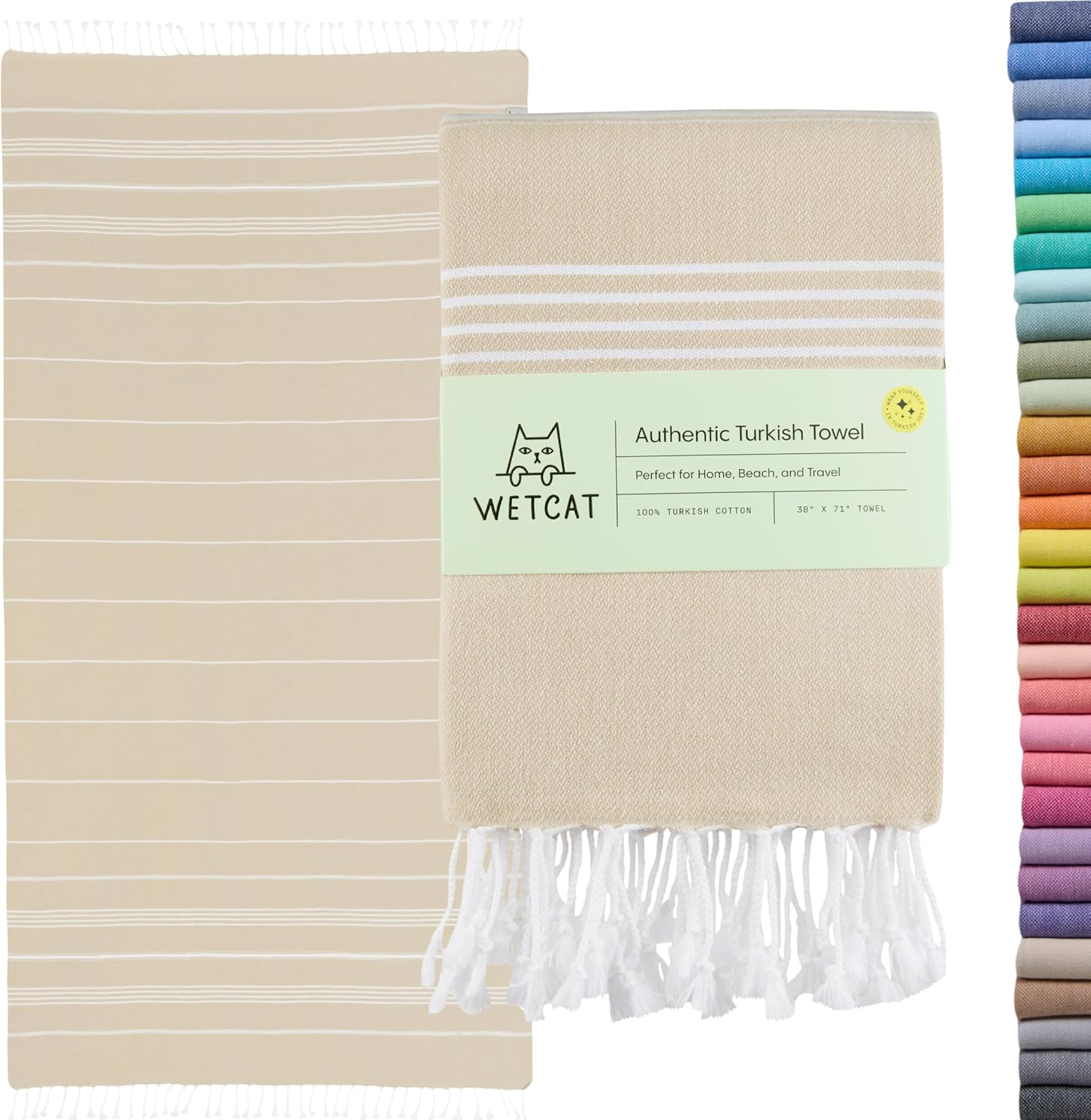 WETCAT Turkish Beach Towel Oversized 38X71 100% Cotton Sand Free Beach Towel Quick Dry Extra Large Turkish Towel Light Travel Towel for Adults Beach Gifts Beach Accessories - Dark Blue