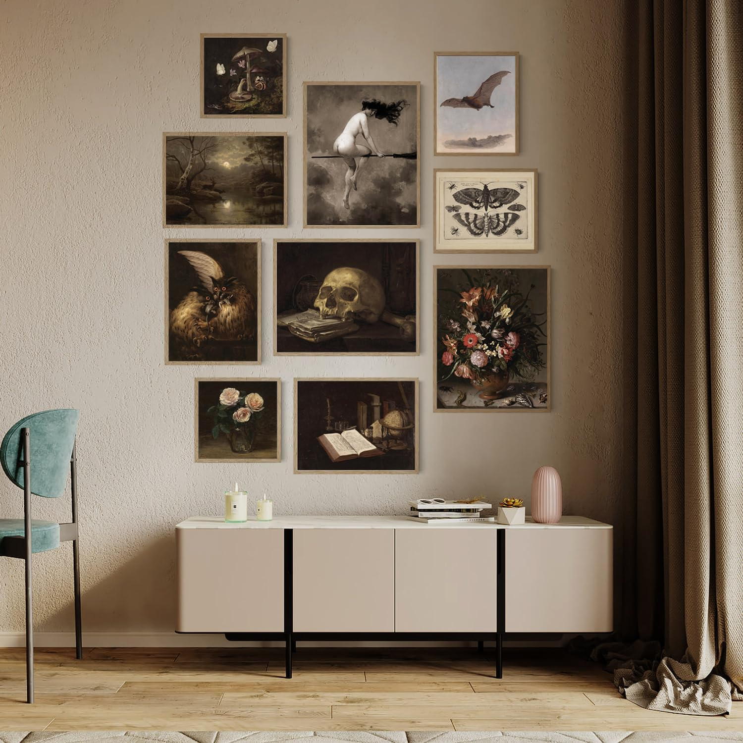 Dark Academia Room Decor Wall Art Prints Set of 10 Vintage Halloween Gothic Witchy Aesthetic Moody Goth Victorian Spooky Gallery Wall Decor for Home Bedroom Bathroom (UNFRAMED) image number 2
