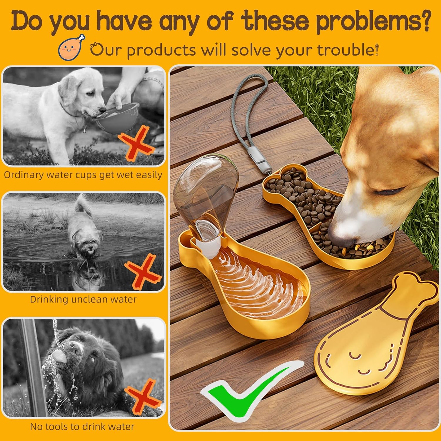 Portable Dog Water Bottle for Outdoor Walking & Traveling, 2In1 Water Bottles for Dogs with Food Container, Dual Leak Proof Pet Drinking Dispenser for Kittens, Dogs, Small Animals - 200 ML image number 2