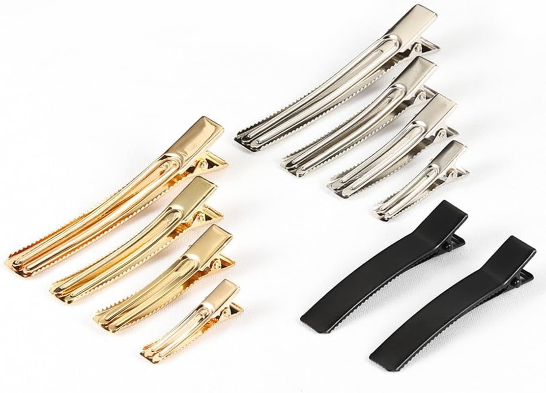 Rockreyoa Metal Duckbill Hair Clips, Small Crocodile Clips, Crocodile Clips, Hairdresser Alligator Clips, Hair Clips for Women, Hair Salon, Girls, Hair Styling, DIY Accessories, 3 Colours, 3.5 Cm image number 4