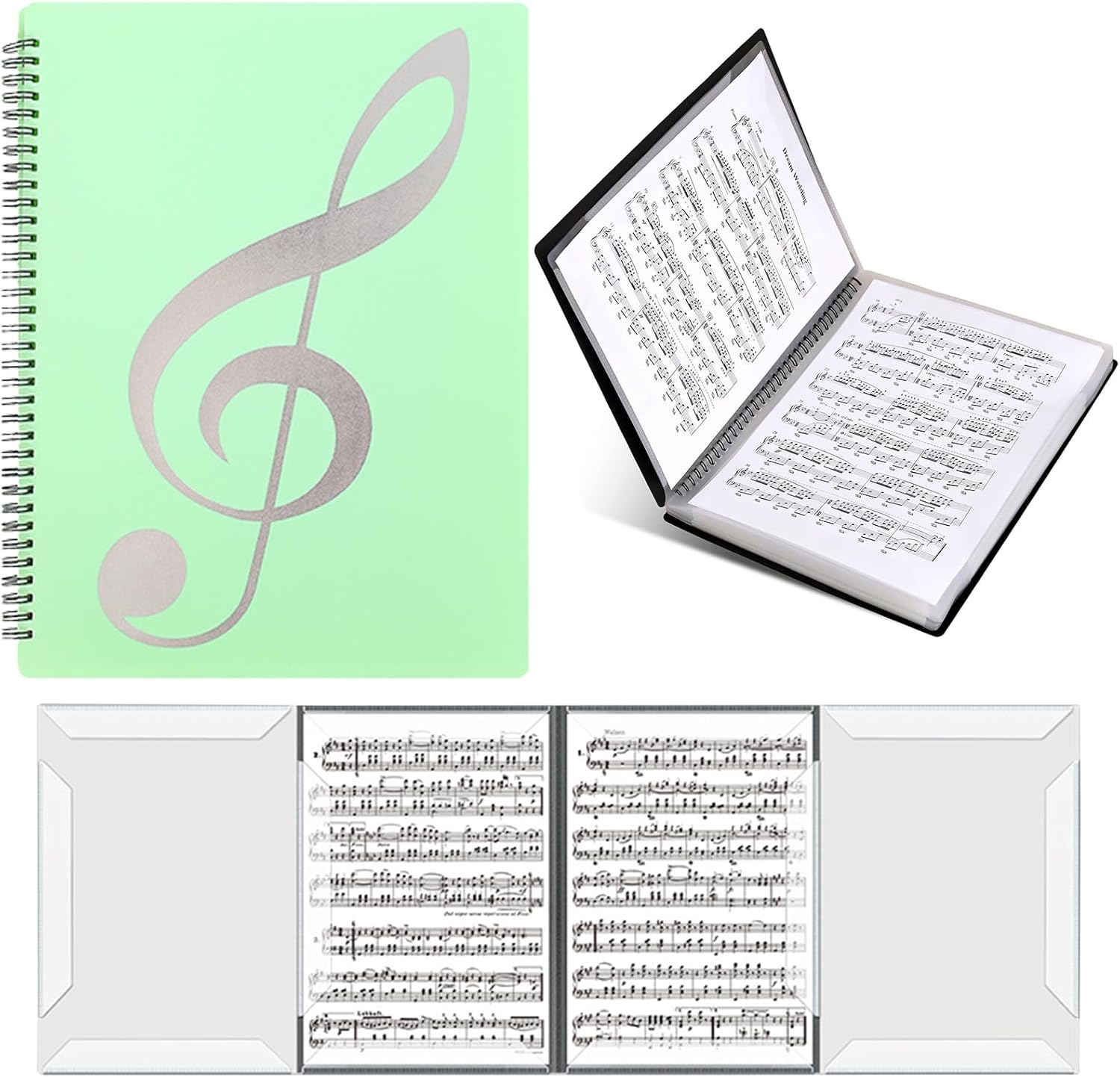 Sheet Music Folder, 4-Page Expandable Music Folder, A4 Score Folder, File Storage Folder, Documents Storage Folder, Binder Music Folder, Organizer for Storage, Spiral Binder Organizer Music Stand (BL)