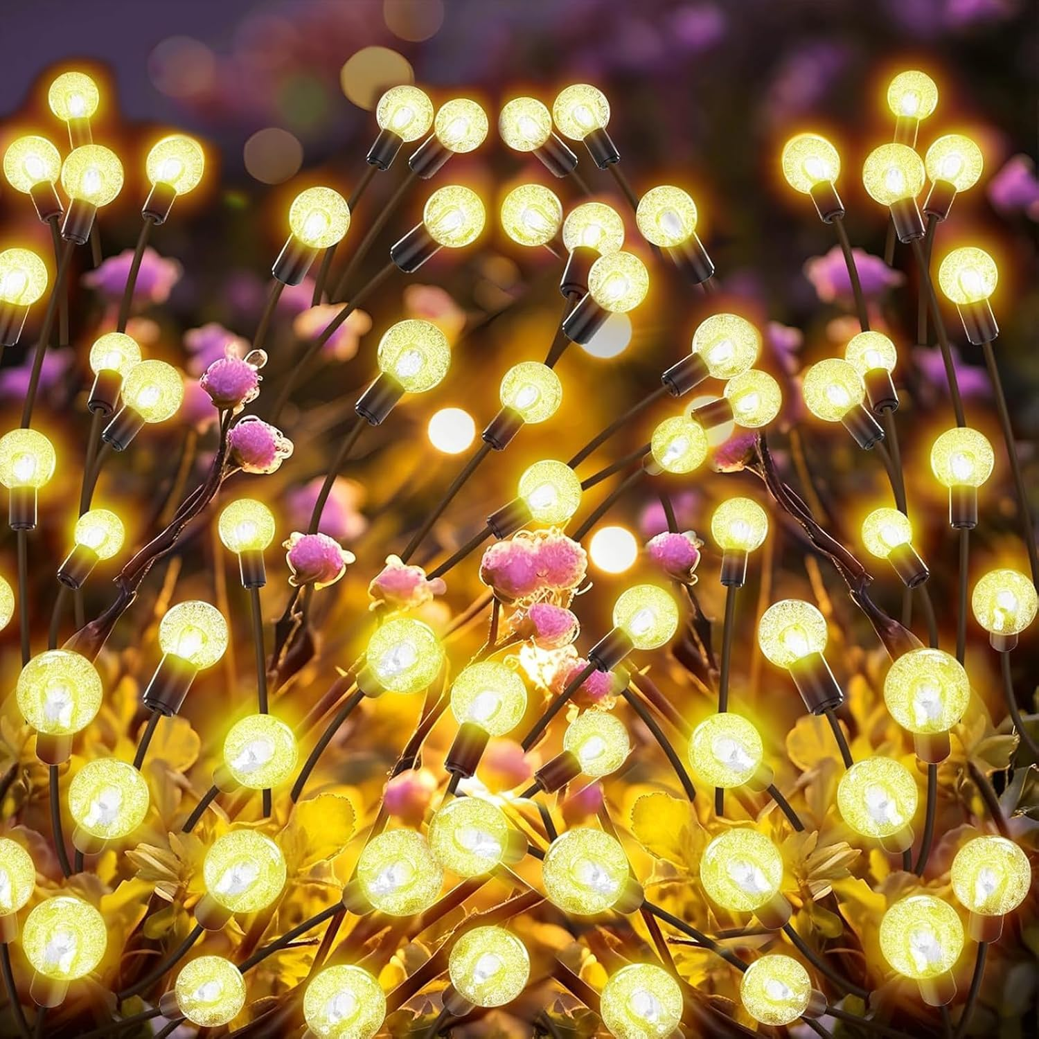 Solar Garden Lights,40 LED Firefly Lights Crystal Ball Sway by Wind, Solar Lights Outdoor Waterproof for Christmas Landscape Decorations Yard Pathway Swaying Lights (4 Packs) image number 2