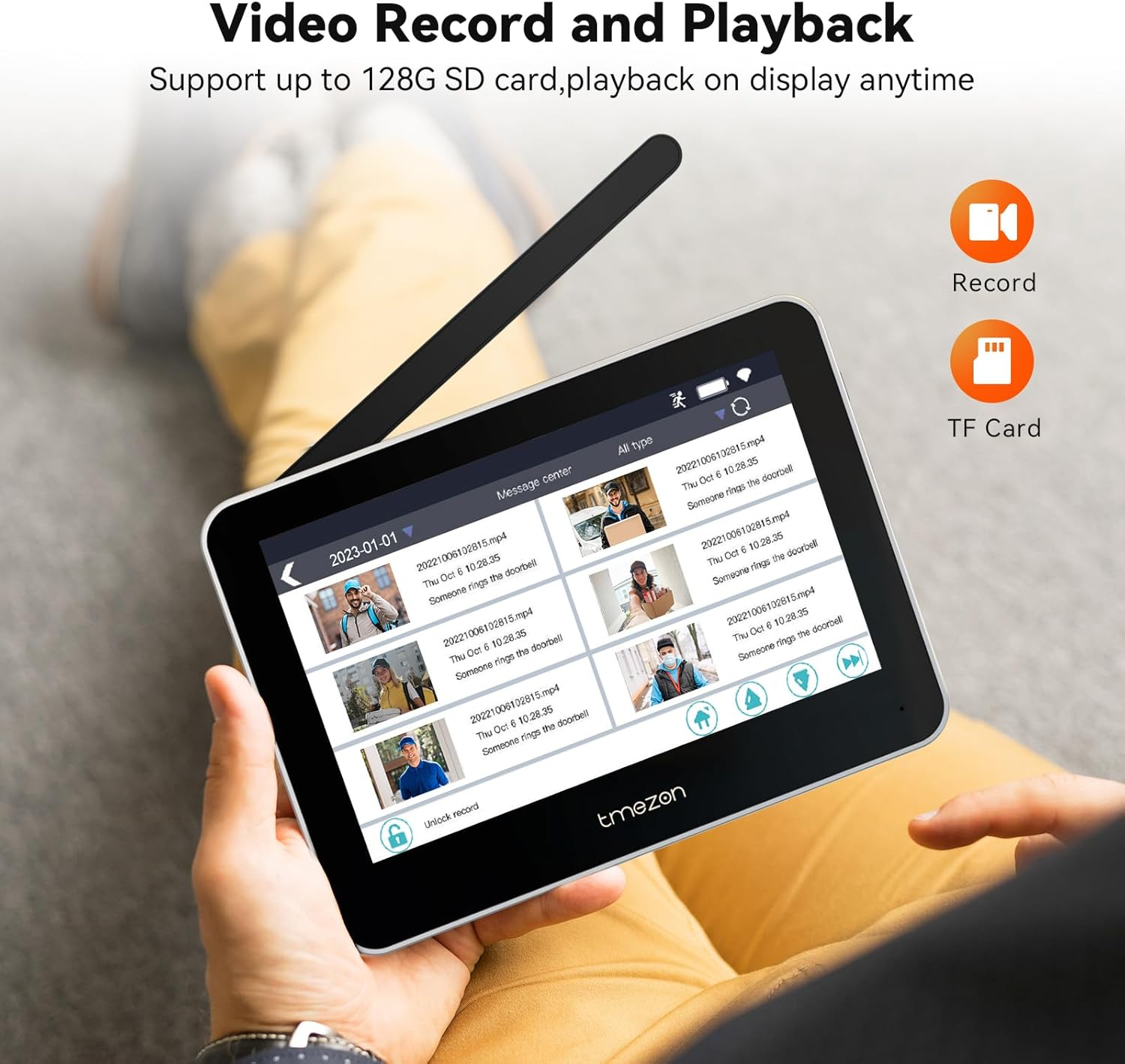 Tmezon Wireless Wifi Video Doorbell with Camera and Monitor Doorbell Intercom System, 1080P Camera with Monitor, Video Door Phone 7''Touch Screen, Motion Detection, No Monthly Fees, Tuya APP2.4G/5G image number 3