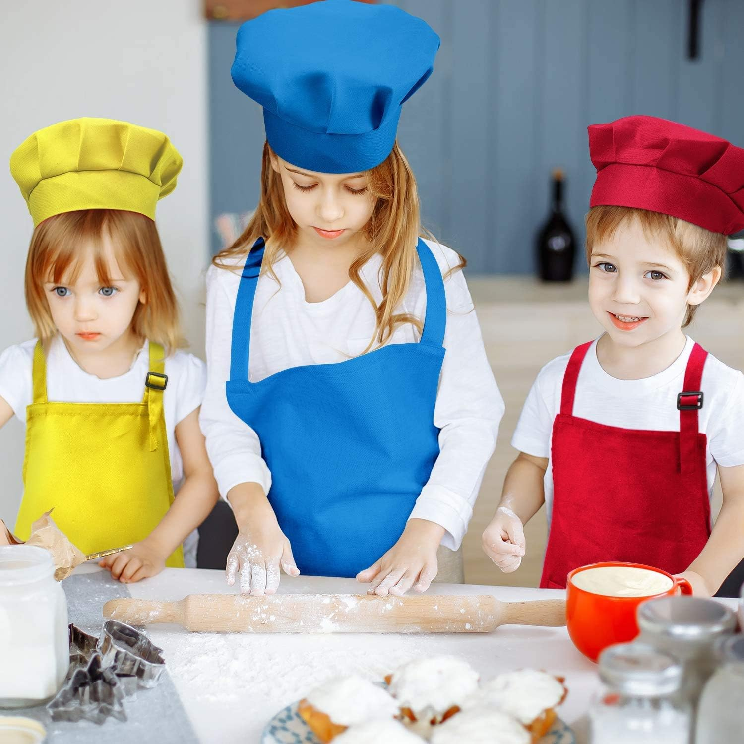 10 Pieces Kids Chef Hat and Apron Set image number 3