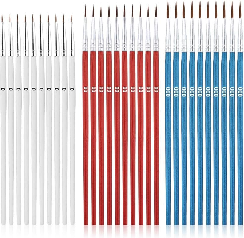 Fine Detail Paint Brush, 30Pcs Set, Mixed, Nylon Wood, Small Medium Large, round Pointed Bristle, PAINT_BRUSH image number 6