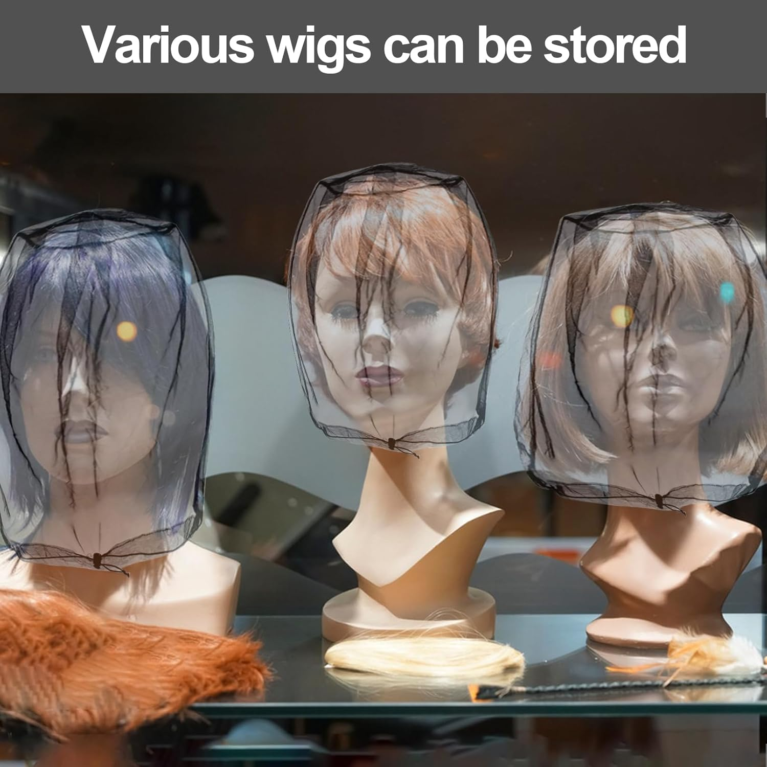 2 Pack Hair Extension Storage Bag,Adjustable Wig Bag with Drawstring Portable Travel Organizer for Protecting Wigs on Mannequin Wig Head from Dirt and Dust(Black) image number 3