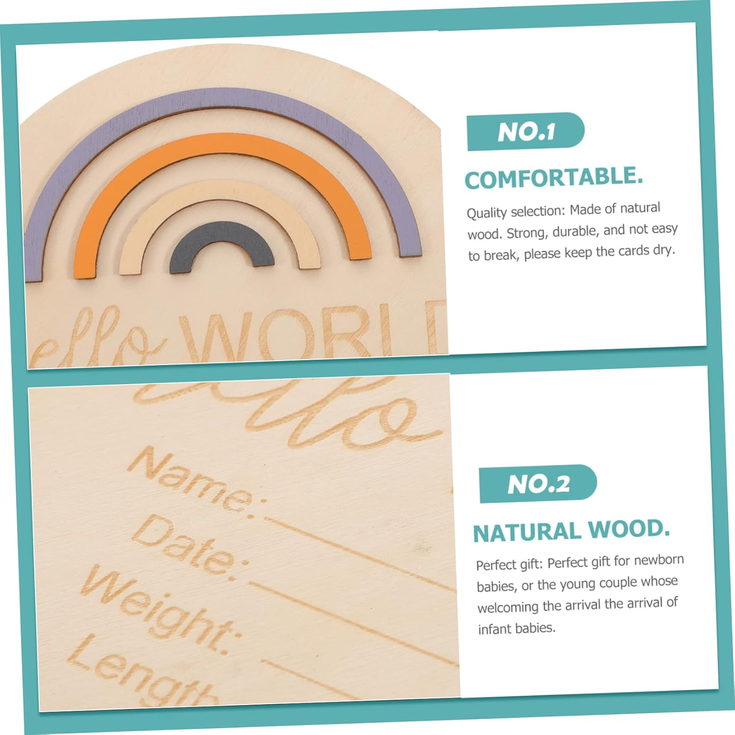 Wooden Month Card Milestone Sign Boy Girl Monthly Photo Prop for Nursery Boys and Girls Bedroom Decor Born image number 2