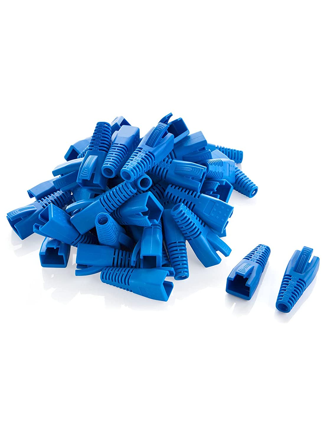Cablecreation RJ45 Ethernet Network Cable Strain Relief Boot 50-Pack, Blue, PVC, Fits CAT5-CAT6A, RJ45 Connector image number 6