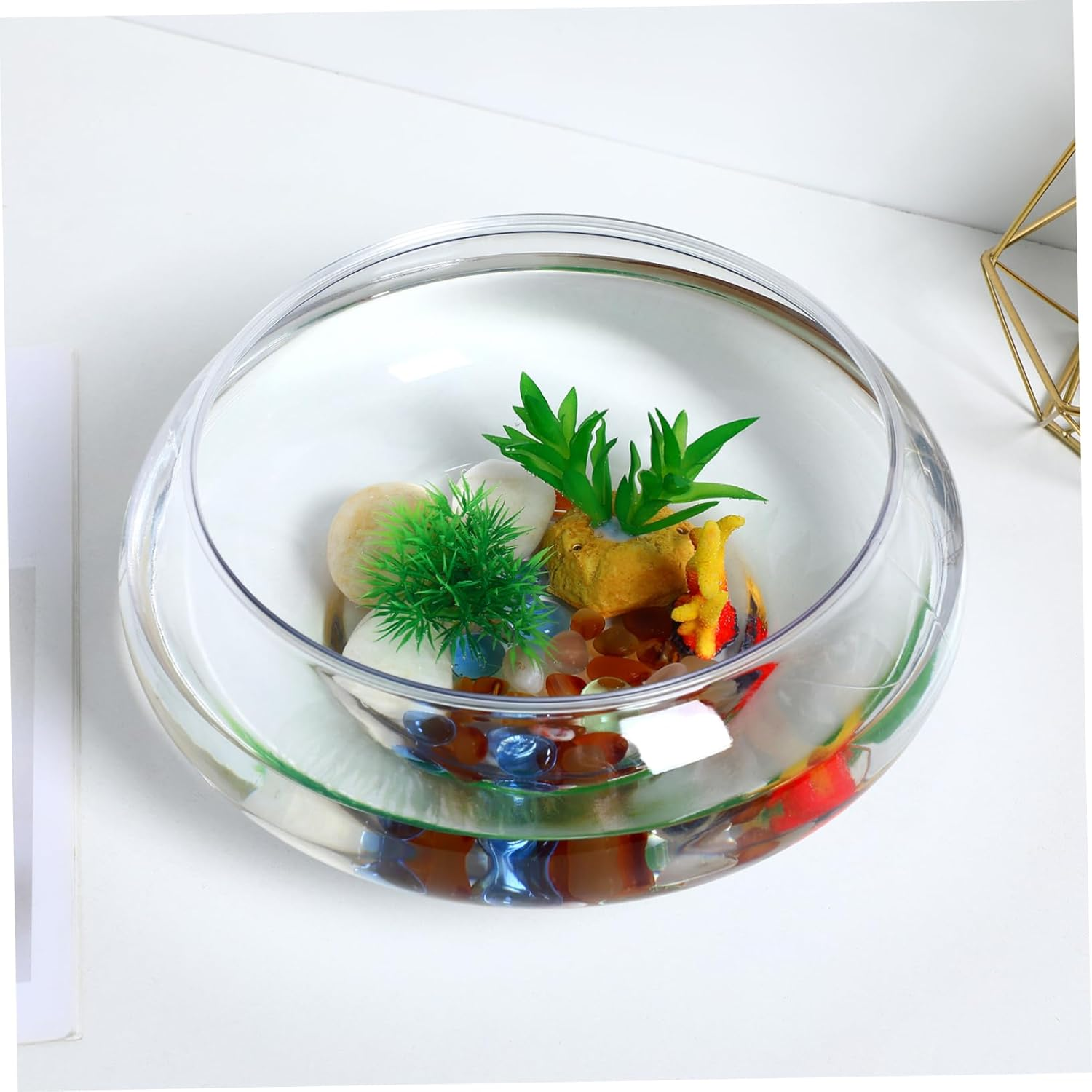 1Pcs Plastic Aquarium Betta Fish Tank: Small Clear Hydroponic Planter Floral Container Fish Bowl for Home Wedding Event Party Decoration image number 1