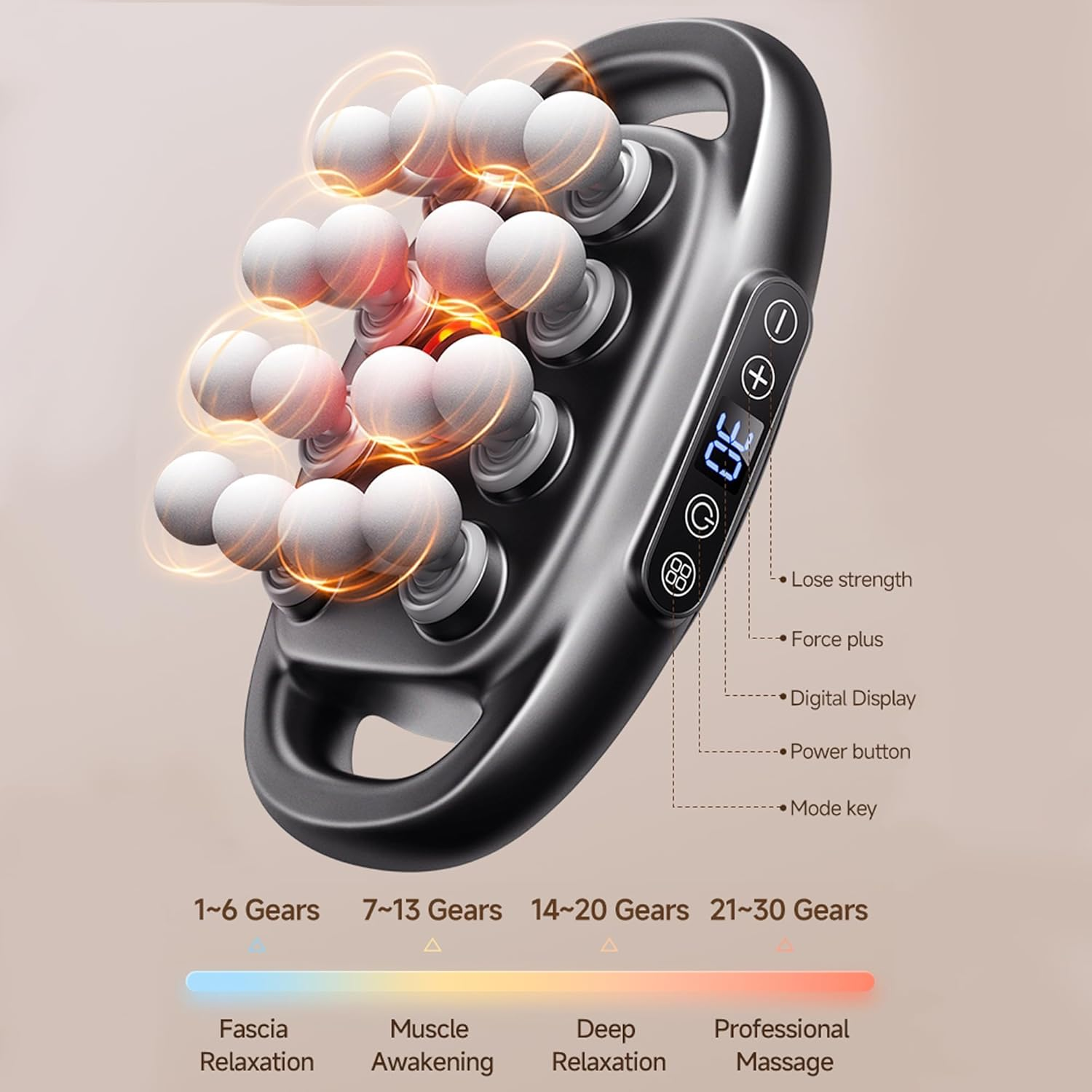 16-Drive 16-Head Massage Gun Set Deep Tissue Set Massage Gun with 30 Adjustable Levels & 3 Modes, Electric Quiet Muscle Massager, Red Light Therapy, for Back, Shoulders, Legs, Body Muscle Pain Relief image number 2