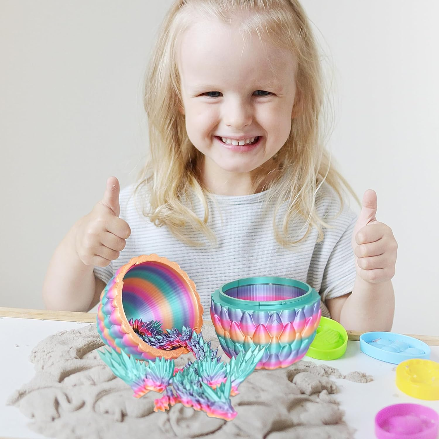 Flying Dragon Eggs, 3D Printed Dragon Egg with Articulated Dragon Inside, Toys for Kids, Home Decor, Creative Ornaments, Birthday Gifts for Kids(Rainbow,Medium) image number 4
