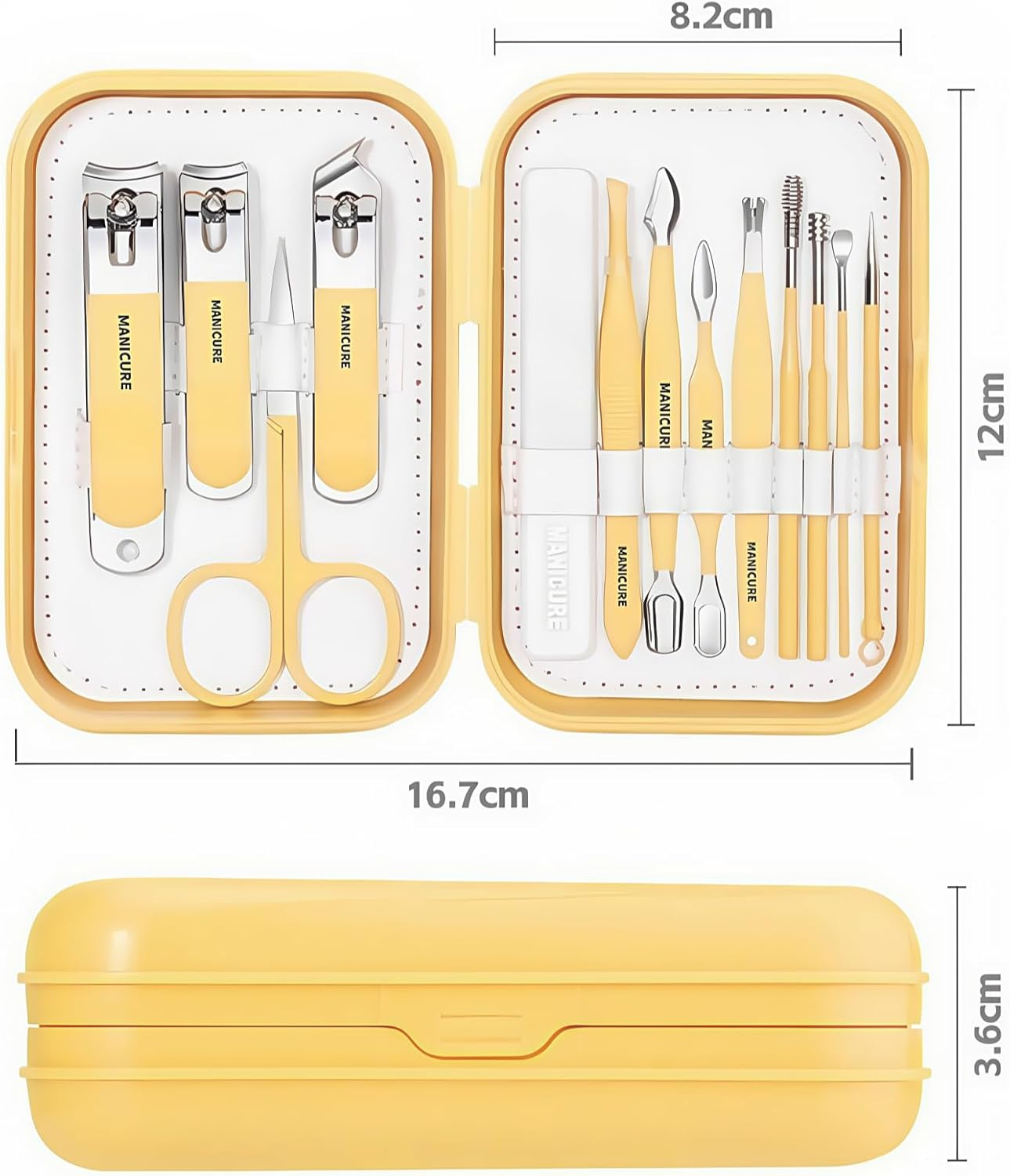 Nail Clipper Set,13-In-1 Nail Kit,Stainless Steel Manicure Set,Tweezers and Nail File Kit Travel Portable, Nail File Nail Cutter Set for Men/Women/Baby. (Yellow) image number 4