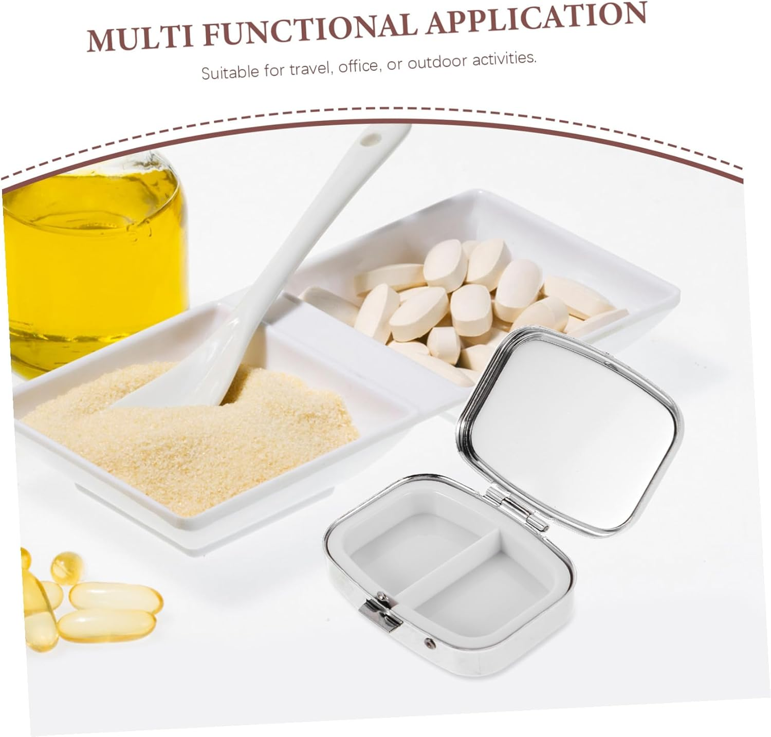 2Pcs Portable Pill Organizer Metal Pocket Medicine Case with Compartments Compact Travel Pill Box for Purse Lightweight and Sturdy Medication Holder for Daily Use image number 1