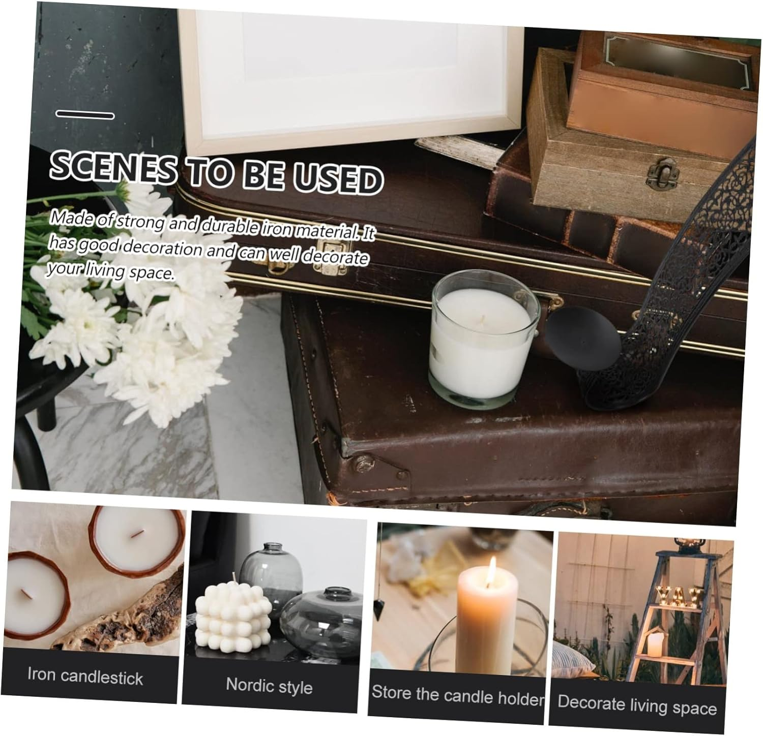 CORHAD Iron Wall Candle Holder European Style Retro Design Wall Hanging Candlestick for Home Decor Suitable for Living Made of Iron Material Provides Unique Decorative Touch as Candle image number 5