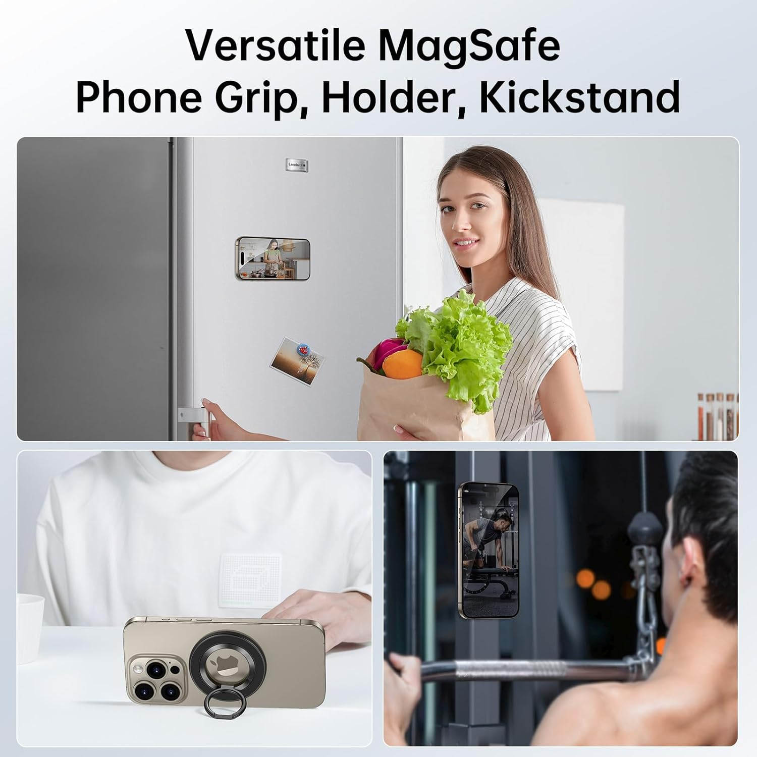 SYNCWIRE Upgraded Magnetic Phone Ring Holder for Magsafe, Cell Phone Grip Stand with Two-Sided Magnetic Compatibility for Iphone 15 Pro Max 14 13 12, Android, Magsafe Accessories image number 2