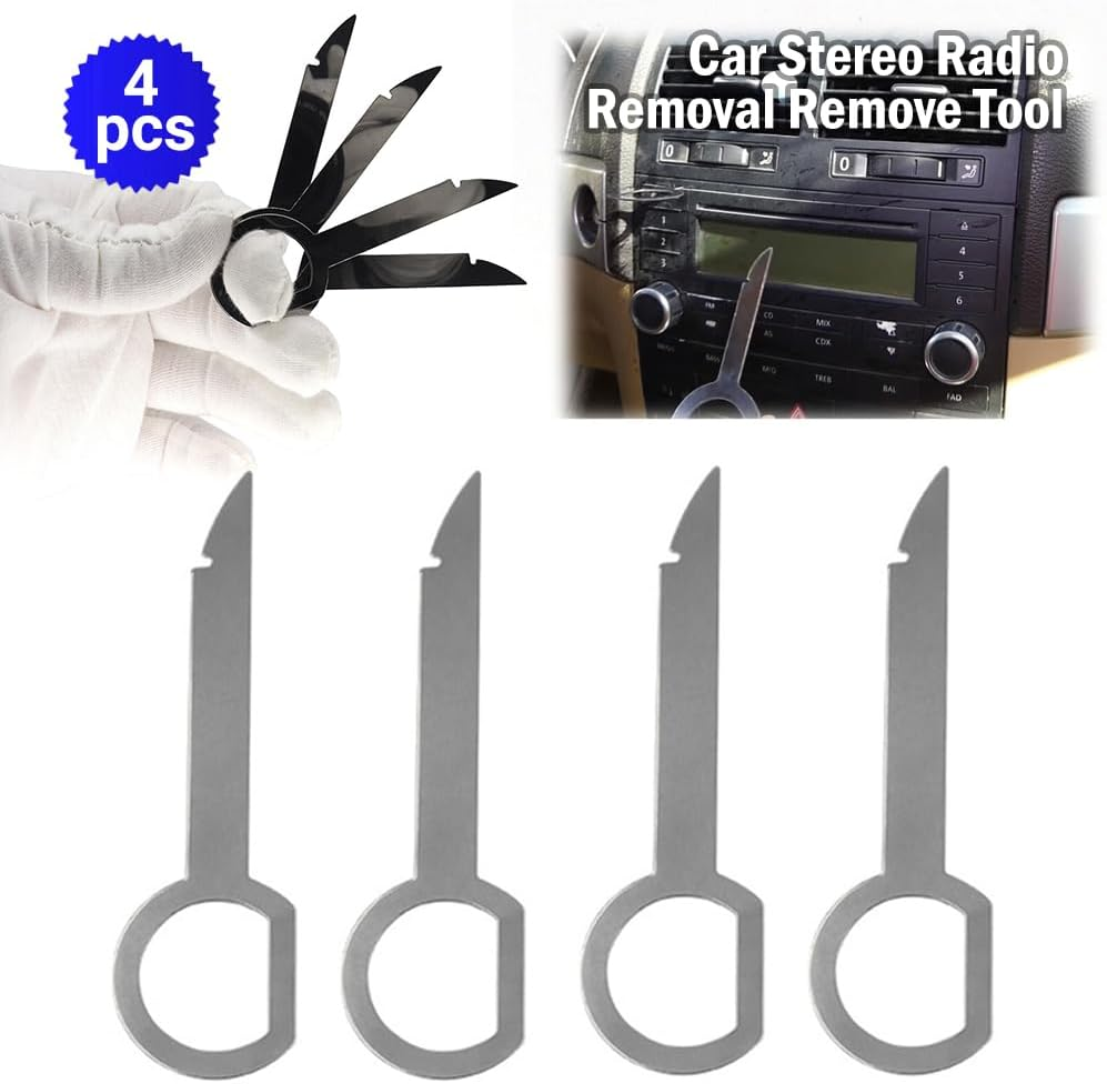 4 Pcs Car Stereo Radio Removal Remove Tool 4 Keys for Audi for Mercedes-Benz VW image number 2