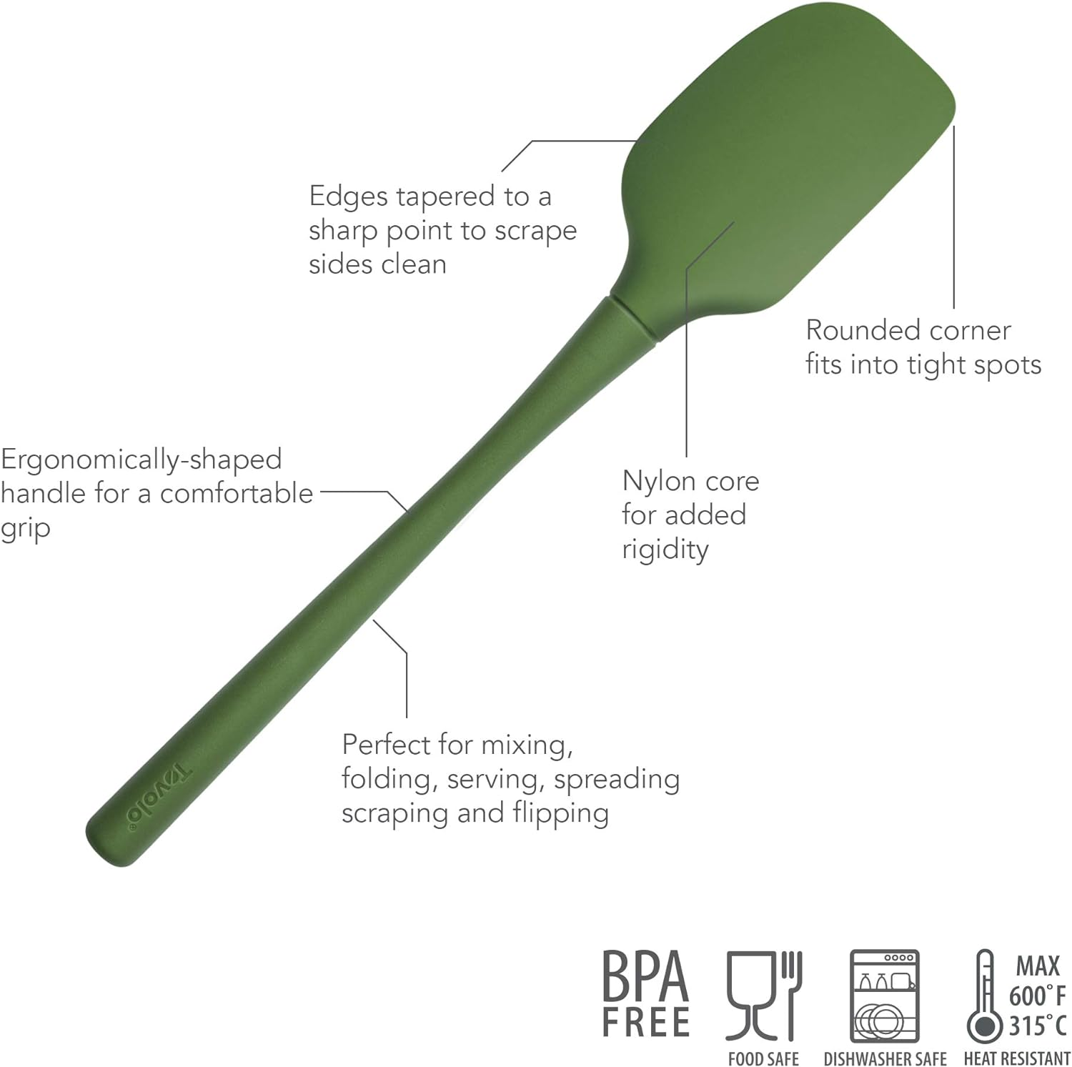 Tovolo Flex-Core&reg; All Silicone Spatula Set of 5 for Meal Prep, Cooking, Baking, and More - Pesto image number 1