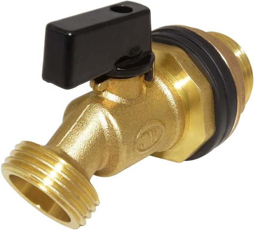 Hooshing Rain Barrel Spigot 1/2" Inlet to 3/4" GHT Thread Outlet with Quarter Turn Ball Valve Bulkhead Faucet for Water Tanks Bucket image number 5