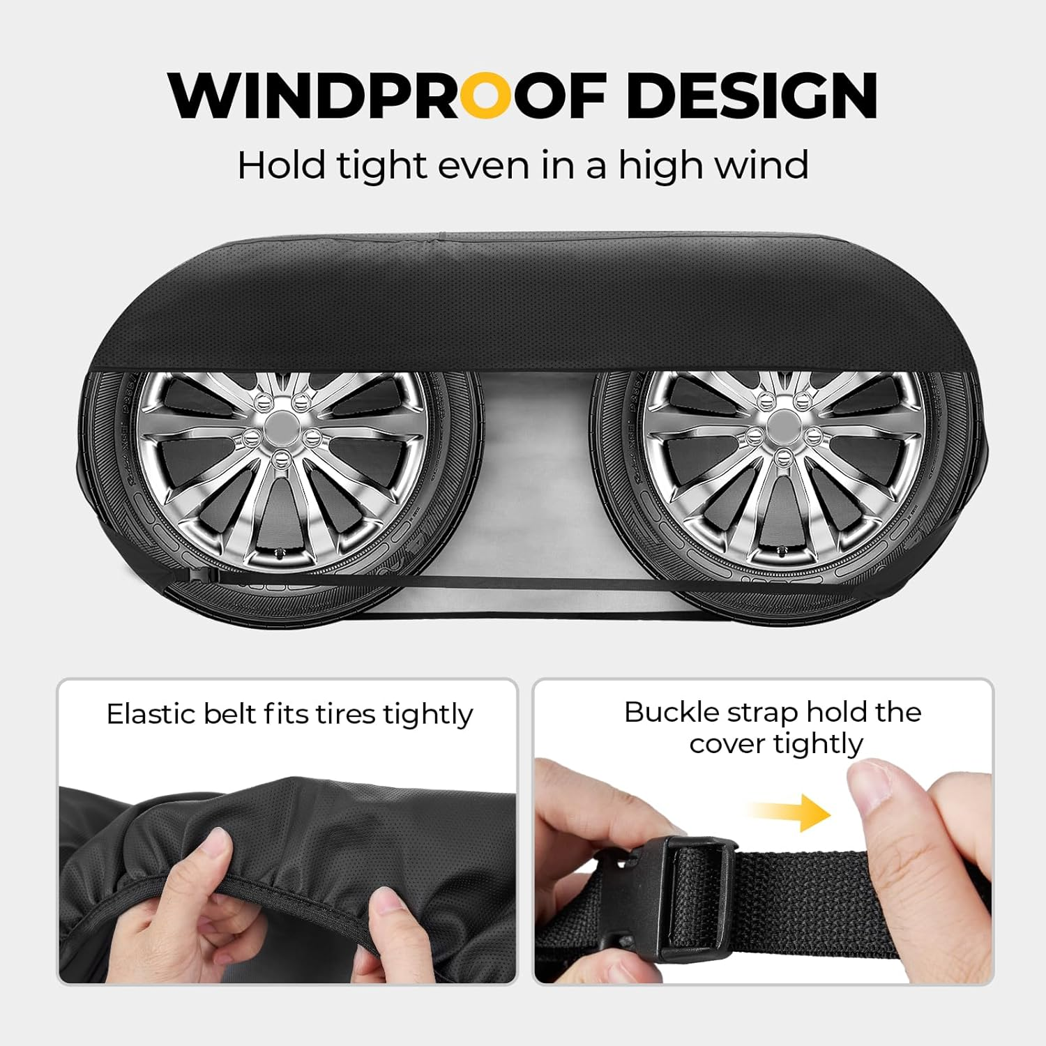 Bougerv RV Tire Covers, Dual Axle Wheel Cover (2 Packs) Fits 30"-33" Diameter Tires, Black Waterproof Anti-Uv Tire Covers RV Accessories for Rv/Trailer/Truck/