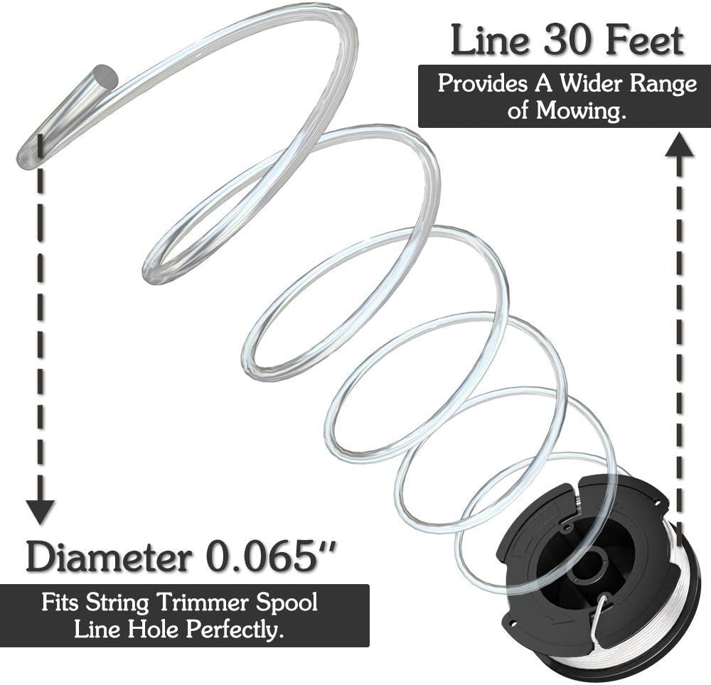 30Ft 0.065Inch String Trimmer Replacement Spool Set, Weed Eater Spool String for Black & Decker AF-100, Autofeed Cordless Trimmer Line with Cap Cover image number 2