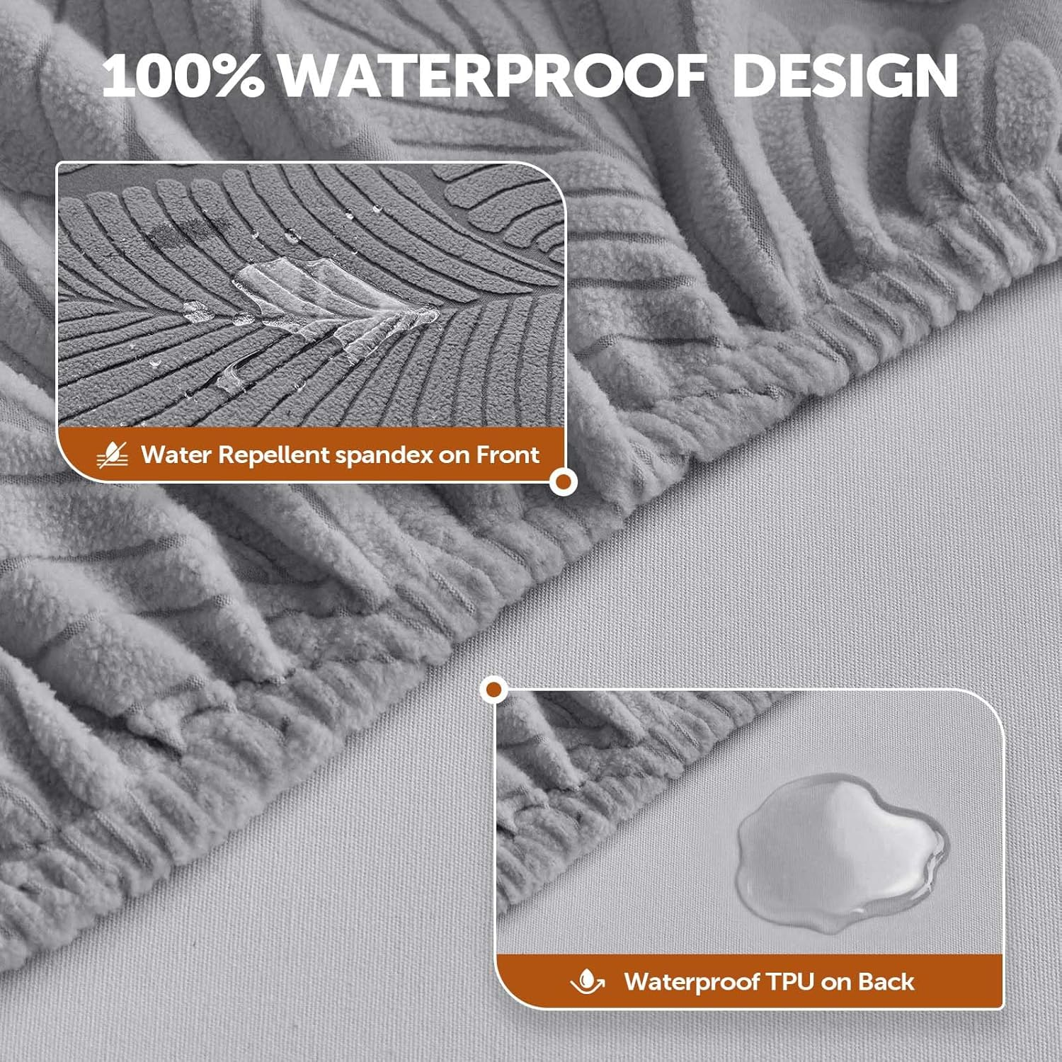 Tokokimo Stretch Soft Sofa Loveseat Couch Cover, Dual Waterproof Sofa Cover 1 Seater, Stretch Maple Leaf Jacquard Sofa Slipcover, Leakproof Furniture Protector for Kids, Pets, Dog and Cat (Dark Gray) image number 5