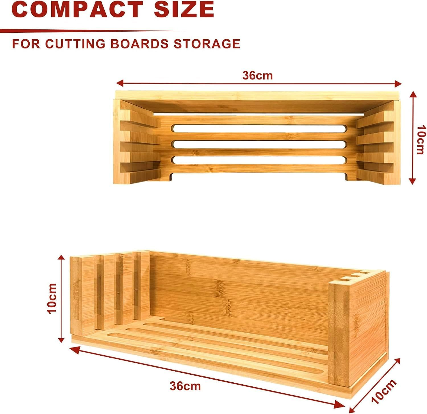 4 Pieces Bamboo Chopping Board with Stand, Thick Cutting Boards Set with Juice Groove, Serving Tray, Cheese Board Mats and Holder, for Cutting Meat, Fruits, Vegetables, Kitchen Tools Gadgets image number 4