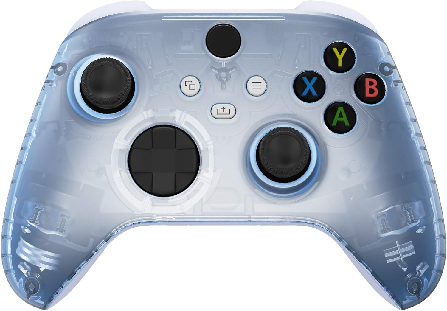 Extremerate Glacier Blue Replacement Handles Shell for Xbox Series X Controller, Custom Side Rails Panels Front Housing Shell Faceplate for Xbox Series S Controller - Controller NOT Included - Clear image number 5