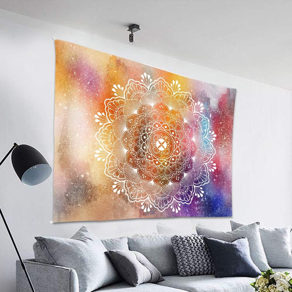 Simsant Multicolor Tapestry Flower Psychedelic Mandala Bohemian Tapestries Wall Hanging,Indian Wall Art Picnic Bedsheet Blanket Wall Art Bedding (Multicolor,80X60Inches (203.2X152.4Cm) SILX030 image number 4