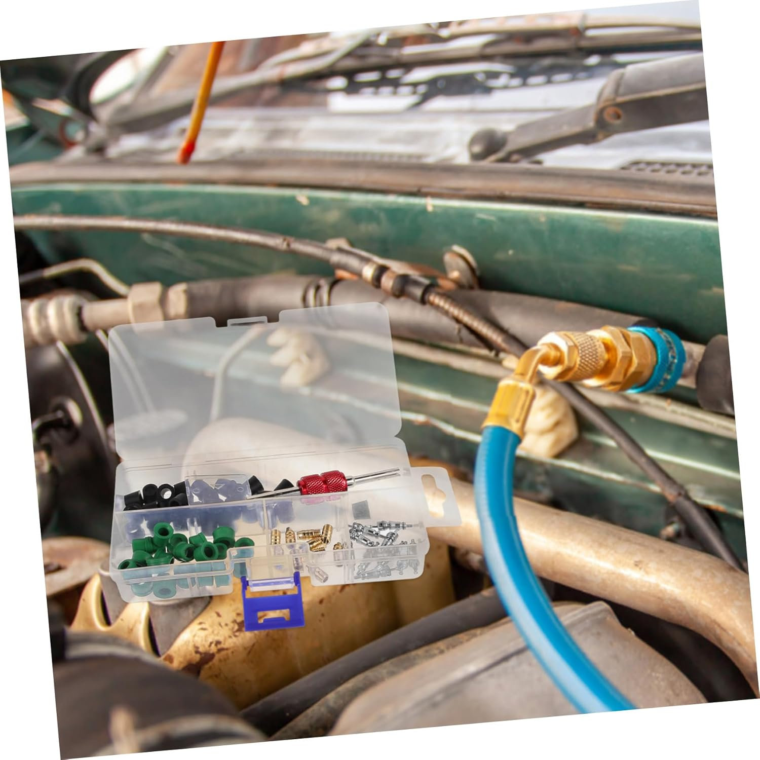 TINEASUR 71Pcs C Valve Core Removal Tool Set Automotive Repair Kit for Air Conditioning Maintenance and Construction Essential Valve Stem Core Remover Tools with Storage Box image number 3