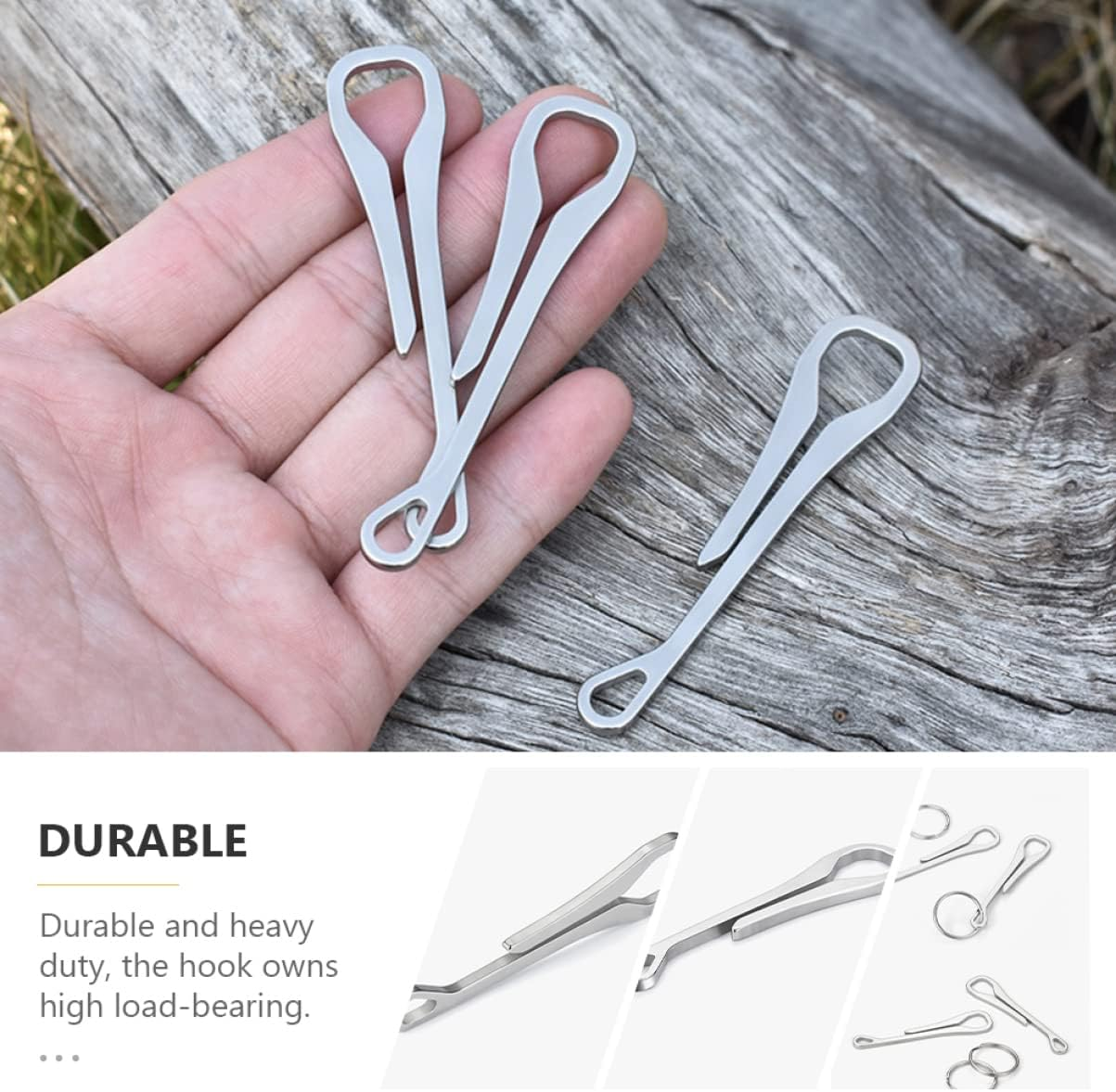 POPETPOP 2Pcs Stainless Steel Keychain Hooks for Bag Quick-Release Buckle Key Ring Hanging Buckles Practical Keychain Clips for Keys Wallet Pouch image number 3