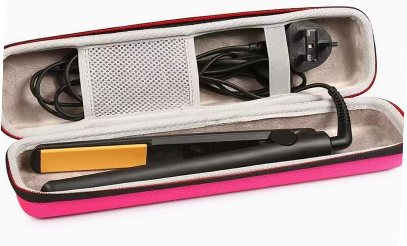Happyyami Hard Shell Hair Curler and Straightener Storage Case, Portable Travel Pouch with Heat Resistance, Pink Compact Organizer for Hair Styling Tools and Accessories image number 3